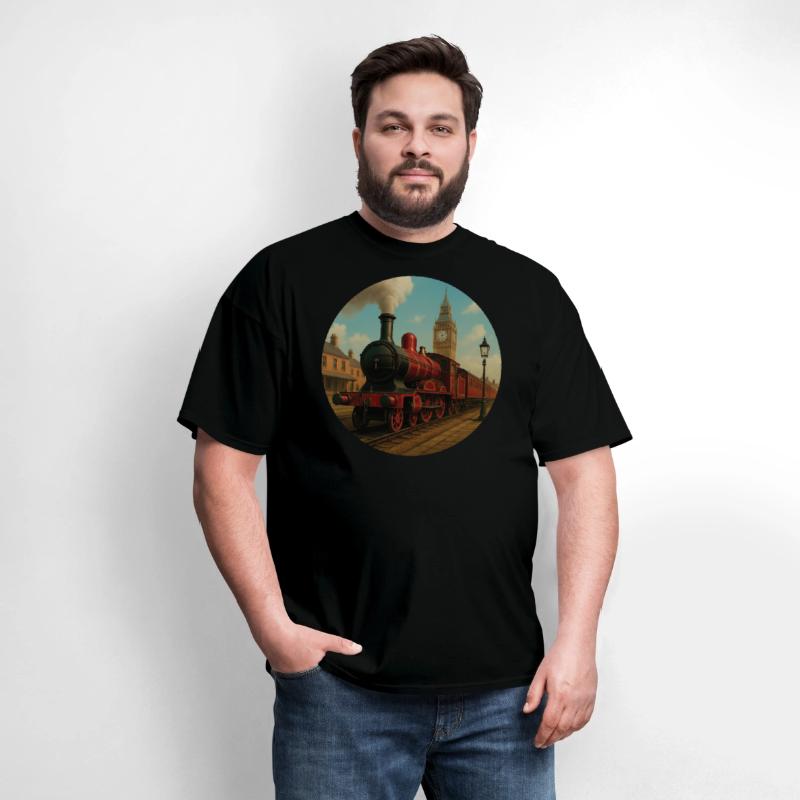 Vintage steam locomotive in 19th century London