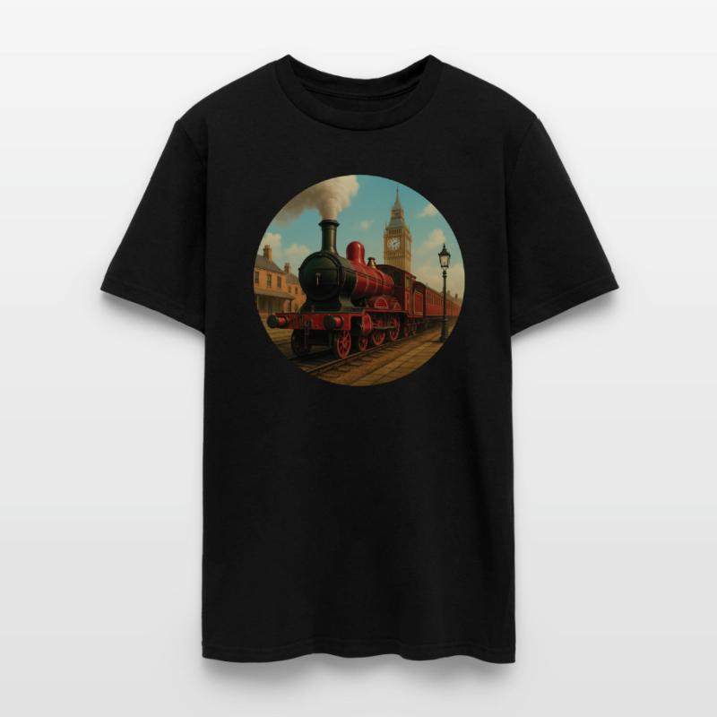 Vintage steam locomotive in 19th century London