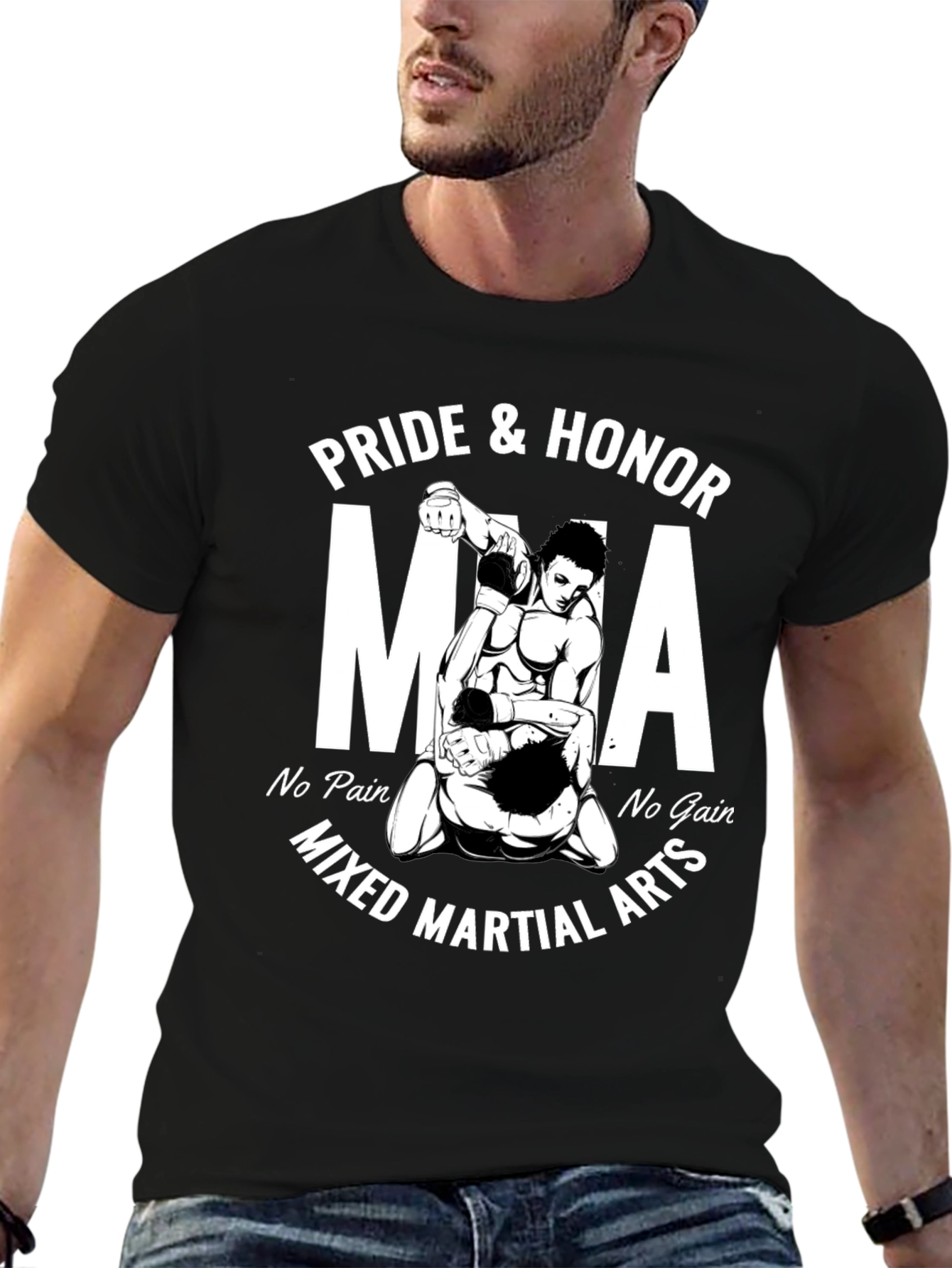 Pride & Honor MMA Black T-Shirt - Mixed Martial Arts Design