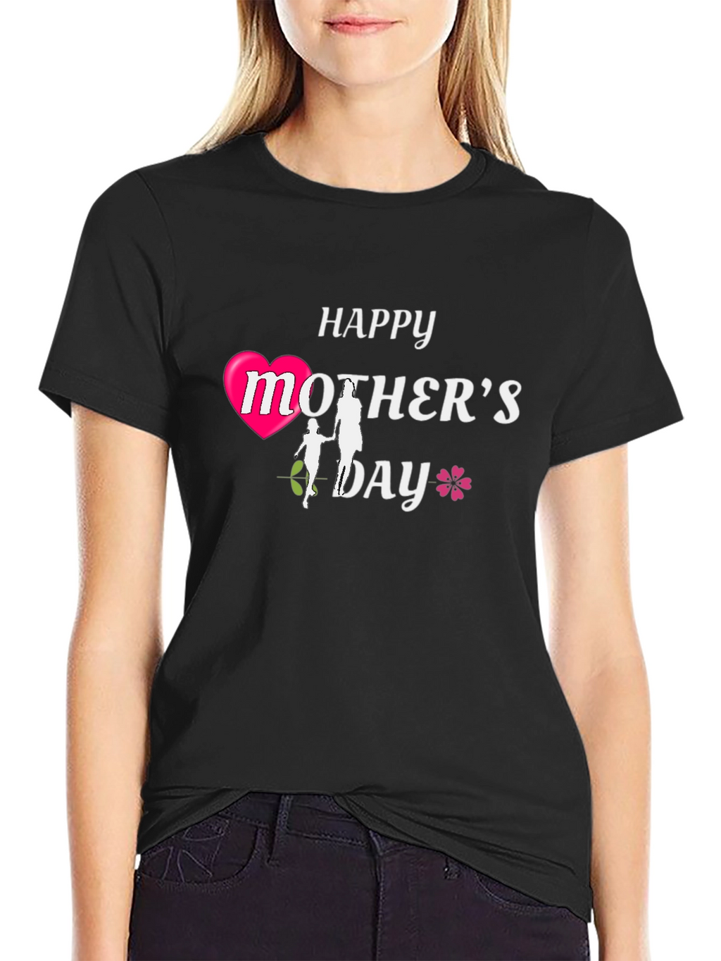 Happy Mothers Day T-Shirt Heart & Flower Graphic
