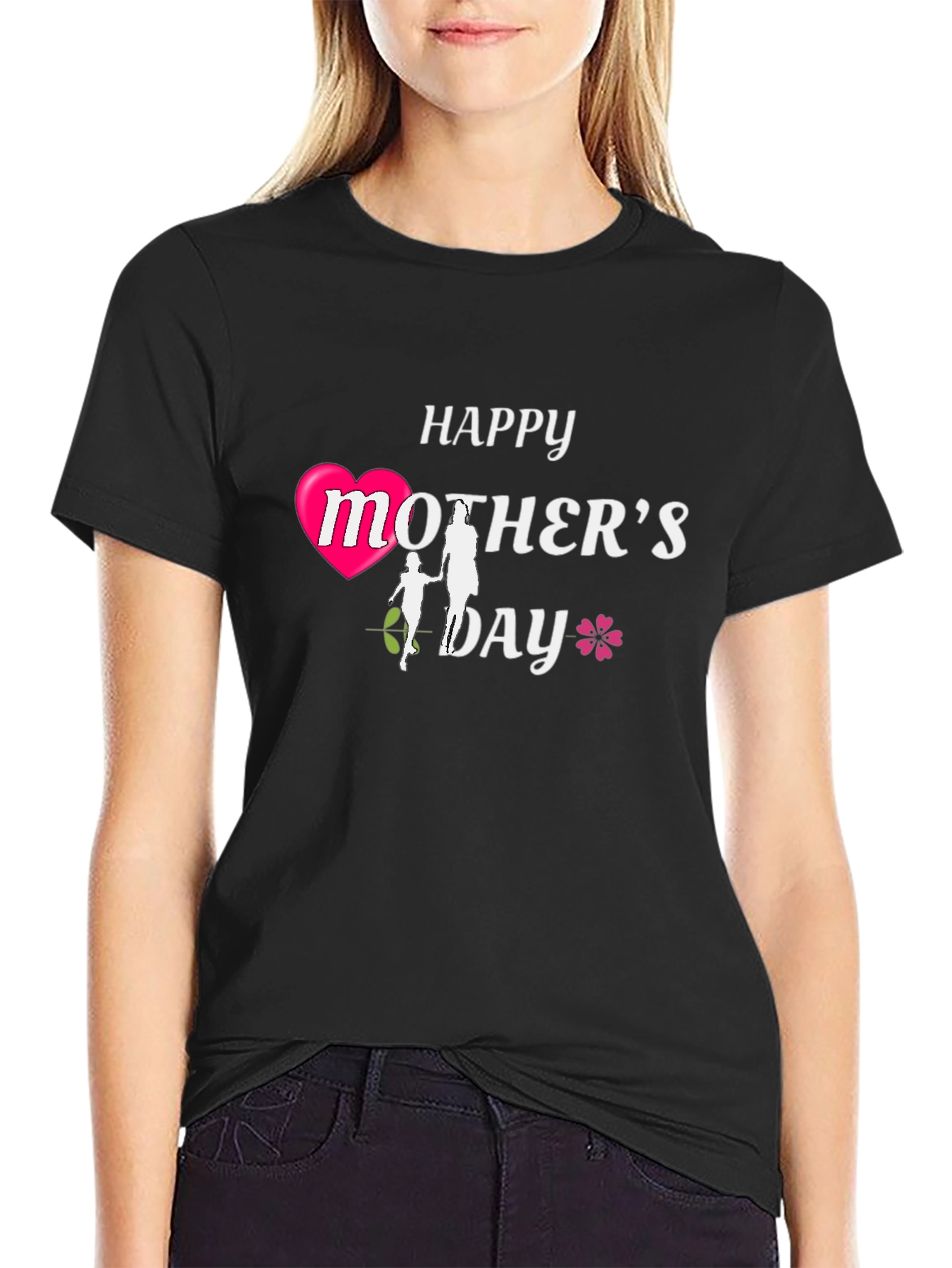Happy Mothers Day T-Shirt Heart & Flower Graphic