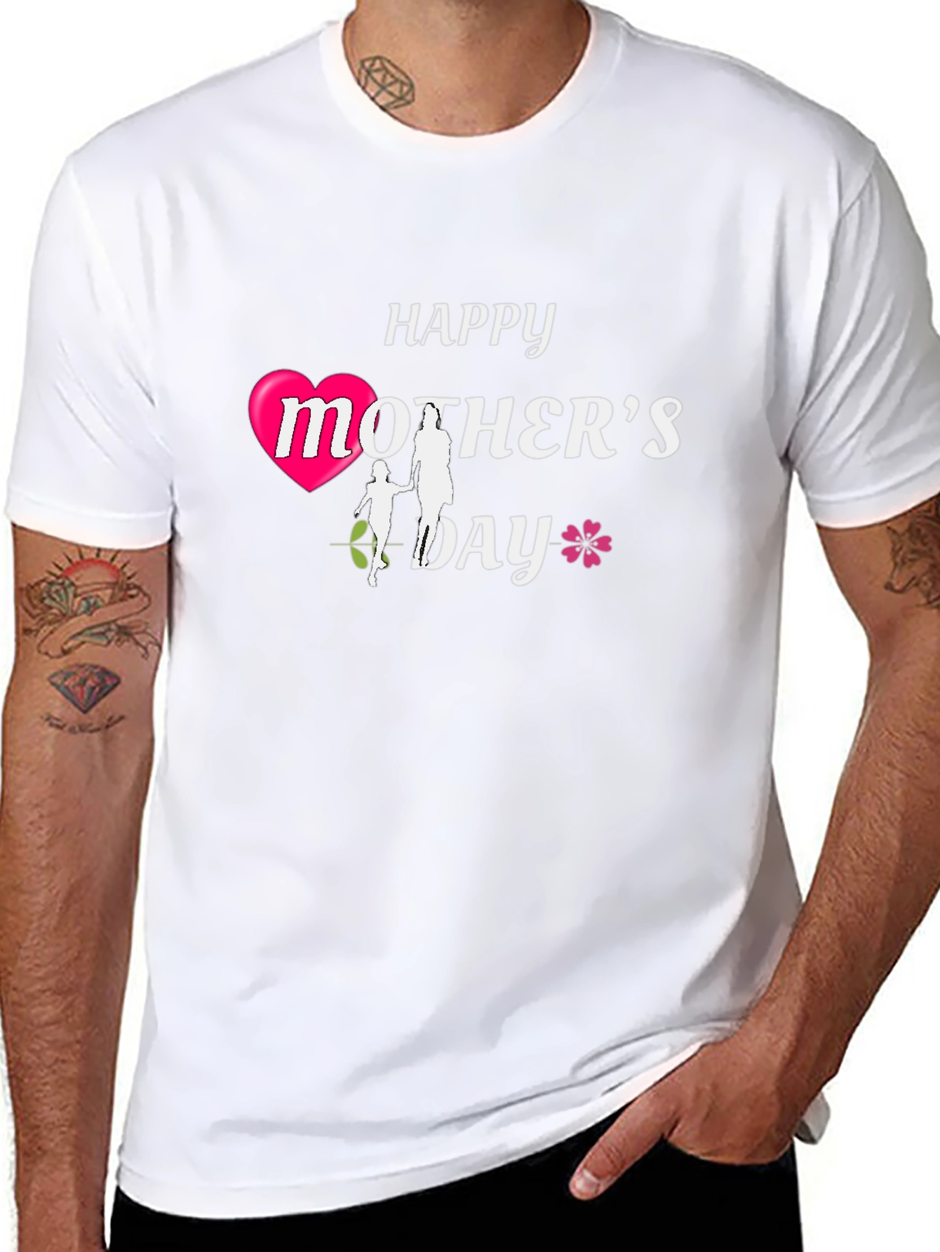 Happy Mothers Day T-Shirt Heart & Flower Graphic
