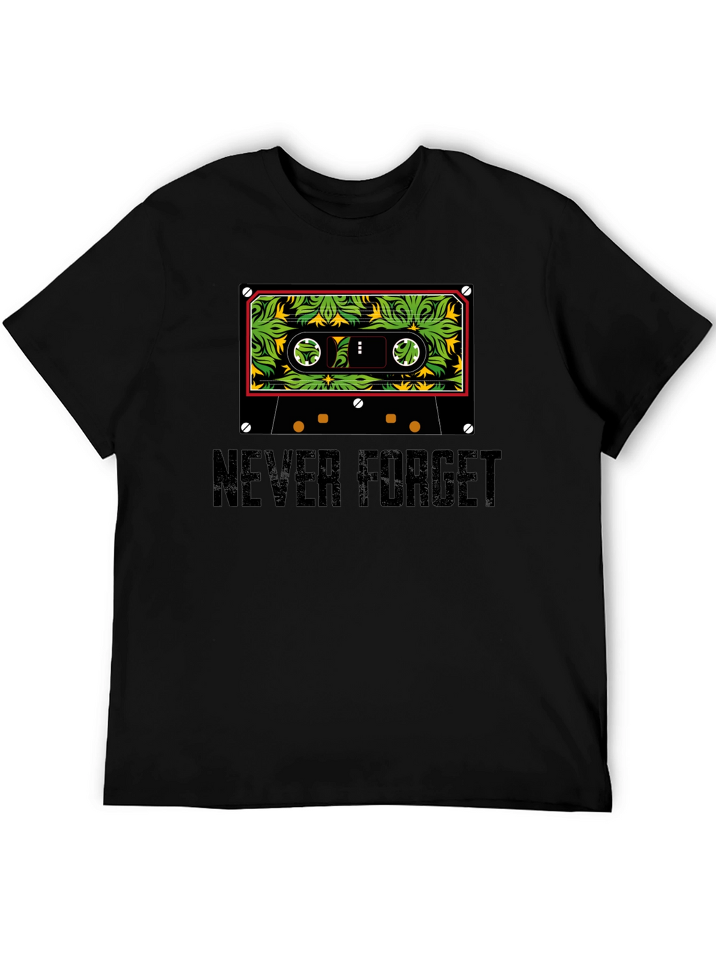Never Forget Cassette Tape Graphic Tee - Black