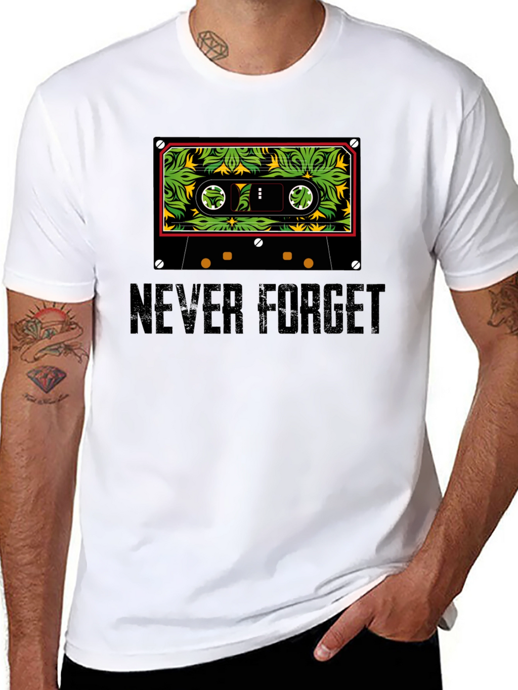 Never Forget Cassette Tape Graphic Tee - Black
