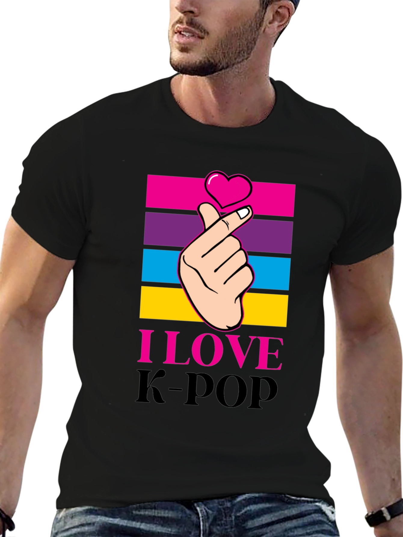 I Love K-Pop Heart Hand Gesture Graphic Tee