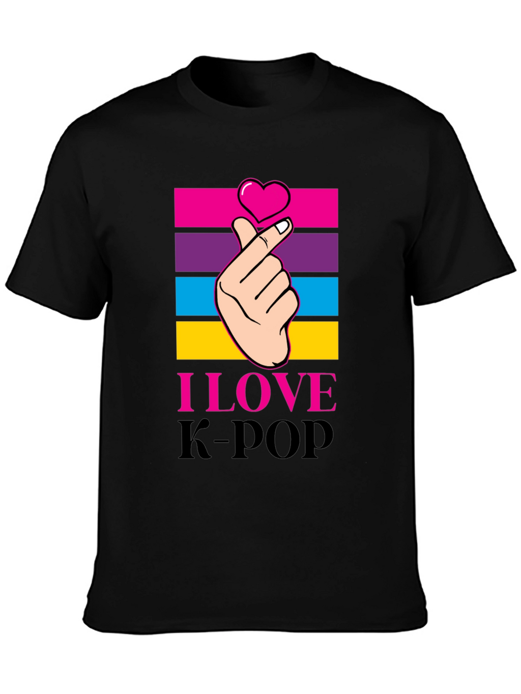 I Love K-Pop Heart Hand Gesture Graphic Tee