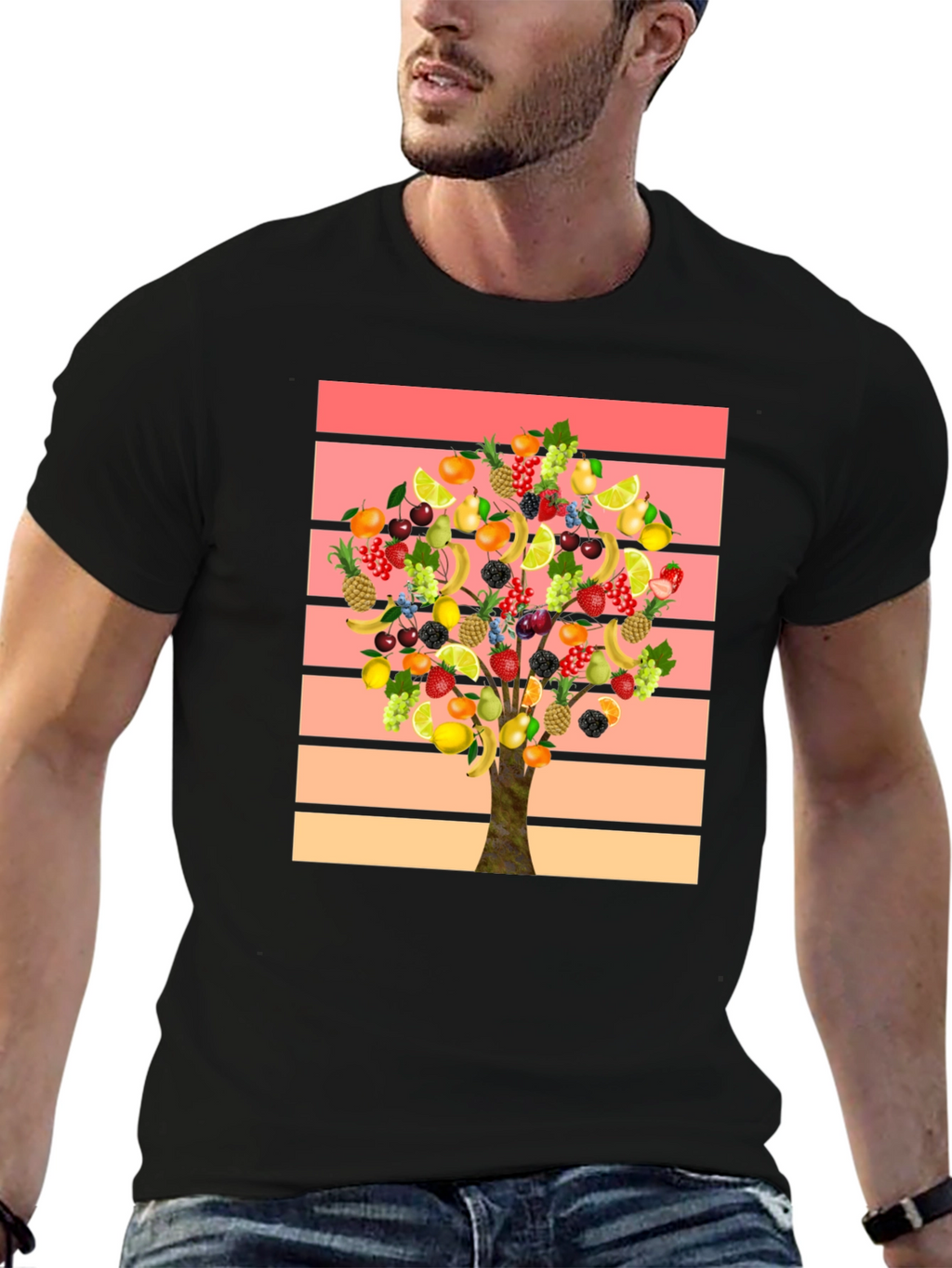 Fruit Tree Graphic Tee - Stylish Mens T-Shirt