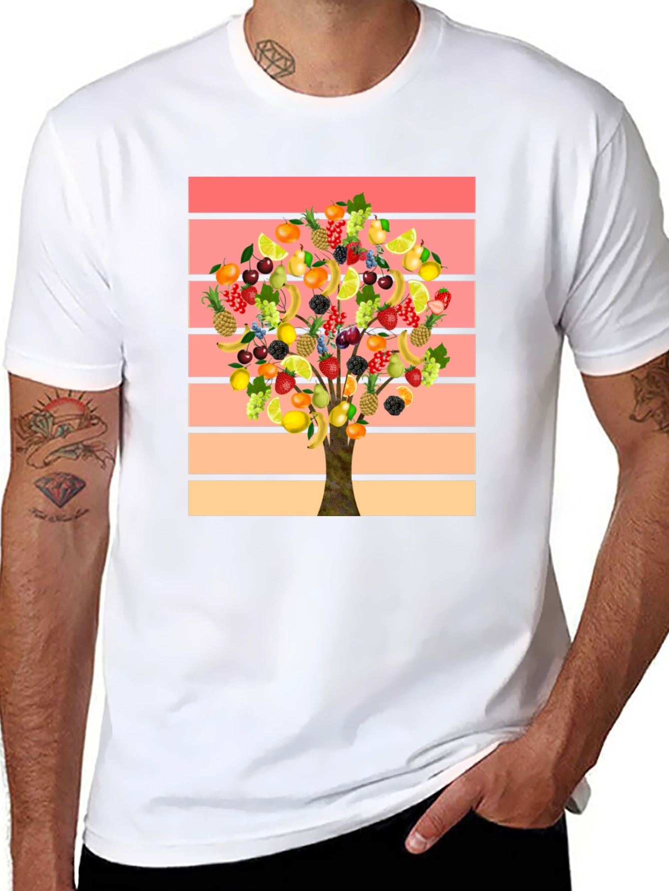 Fruit Tree Graphic Tee - Stylish Mens T-Shirt