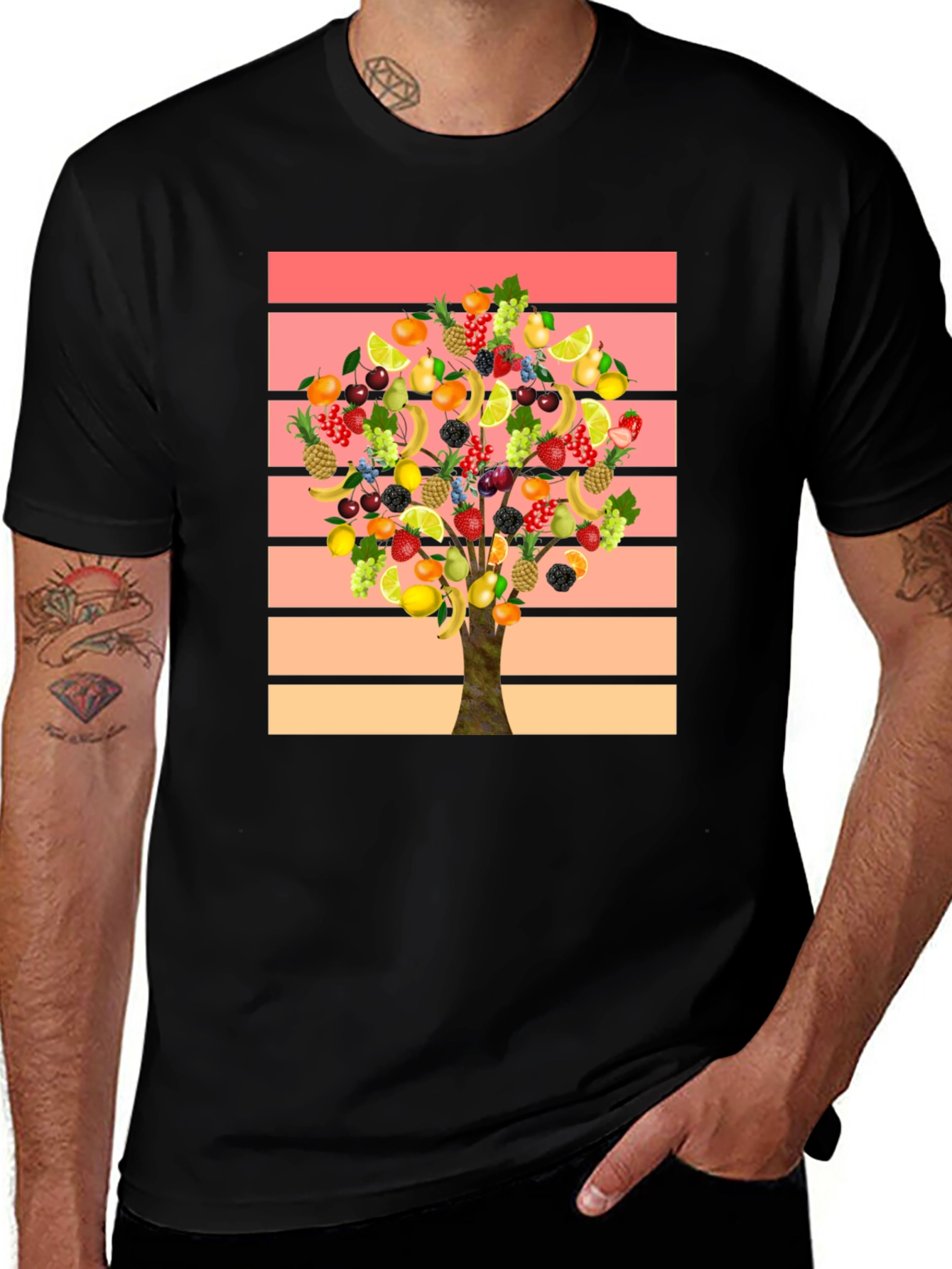 Fruit Tree Graphic Tee - Stylish Mens T-Shirt