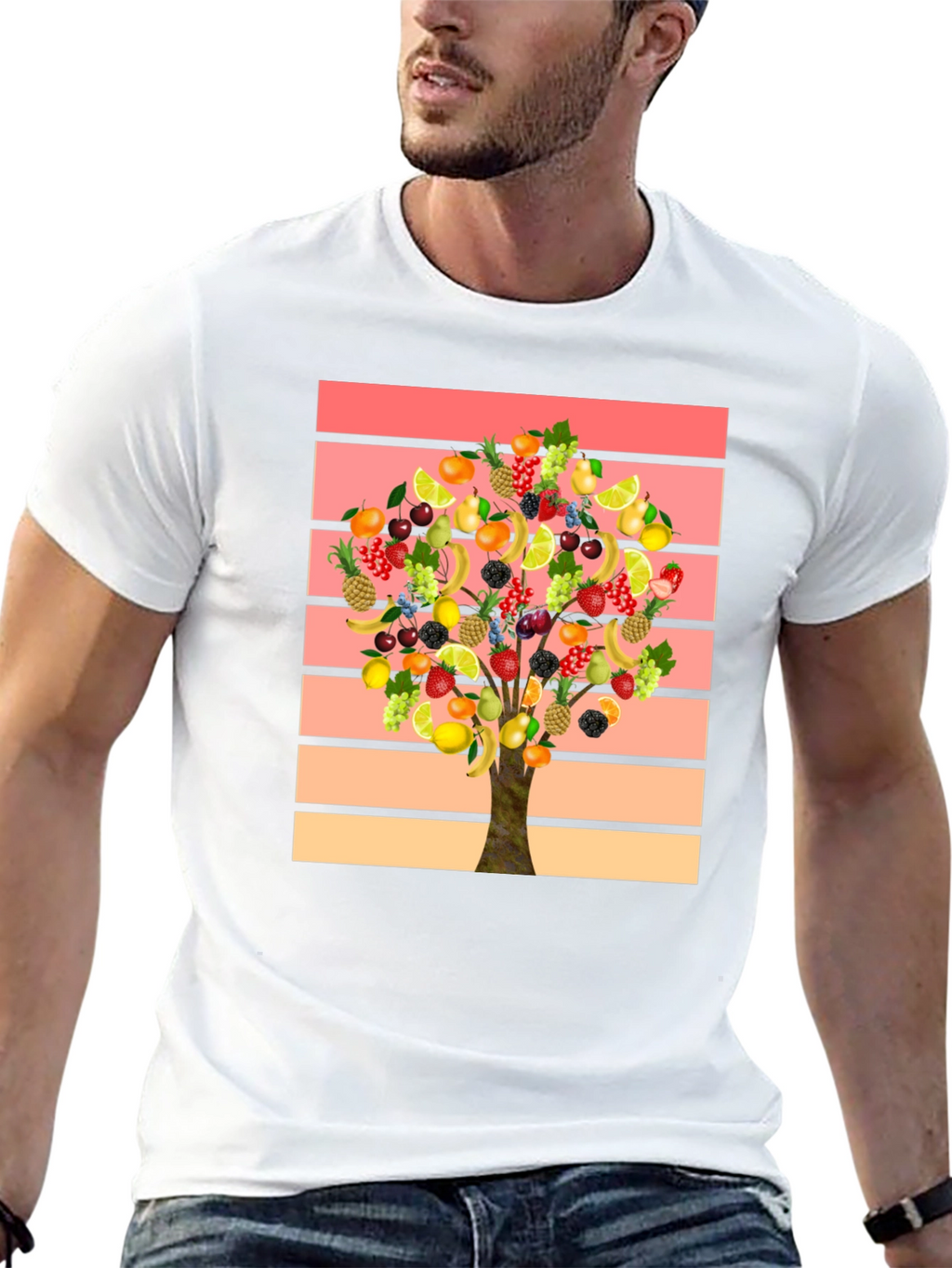 Fruit Tree Graphic Tee - Stylish Mens T-Shirt