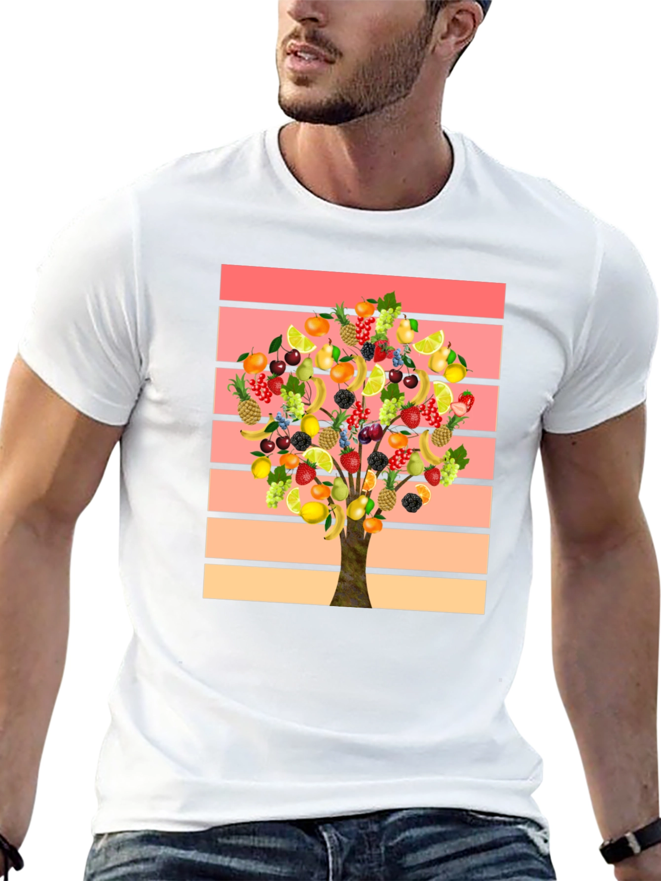 Fruit Tree Graphic Tee - Stylish Mens T-Shirt