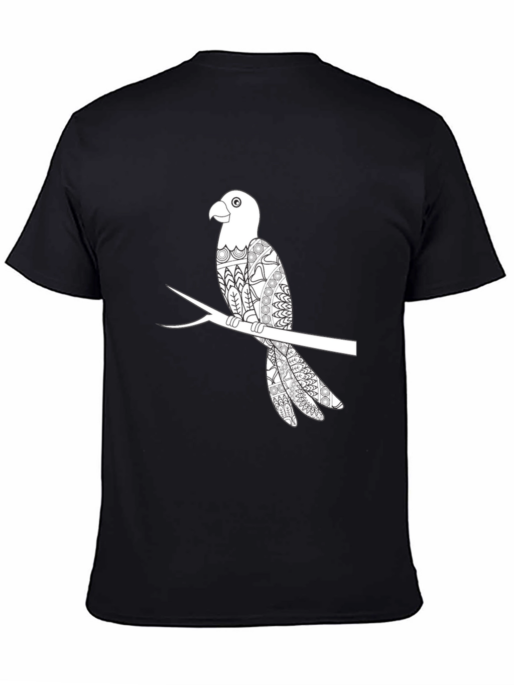 Mens Black Parrot Graphic T-Shirt