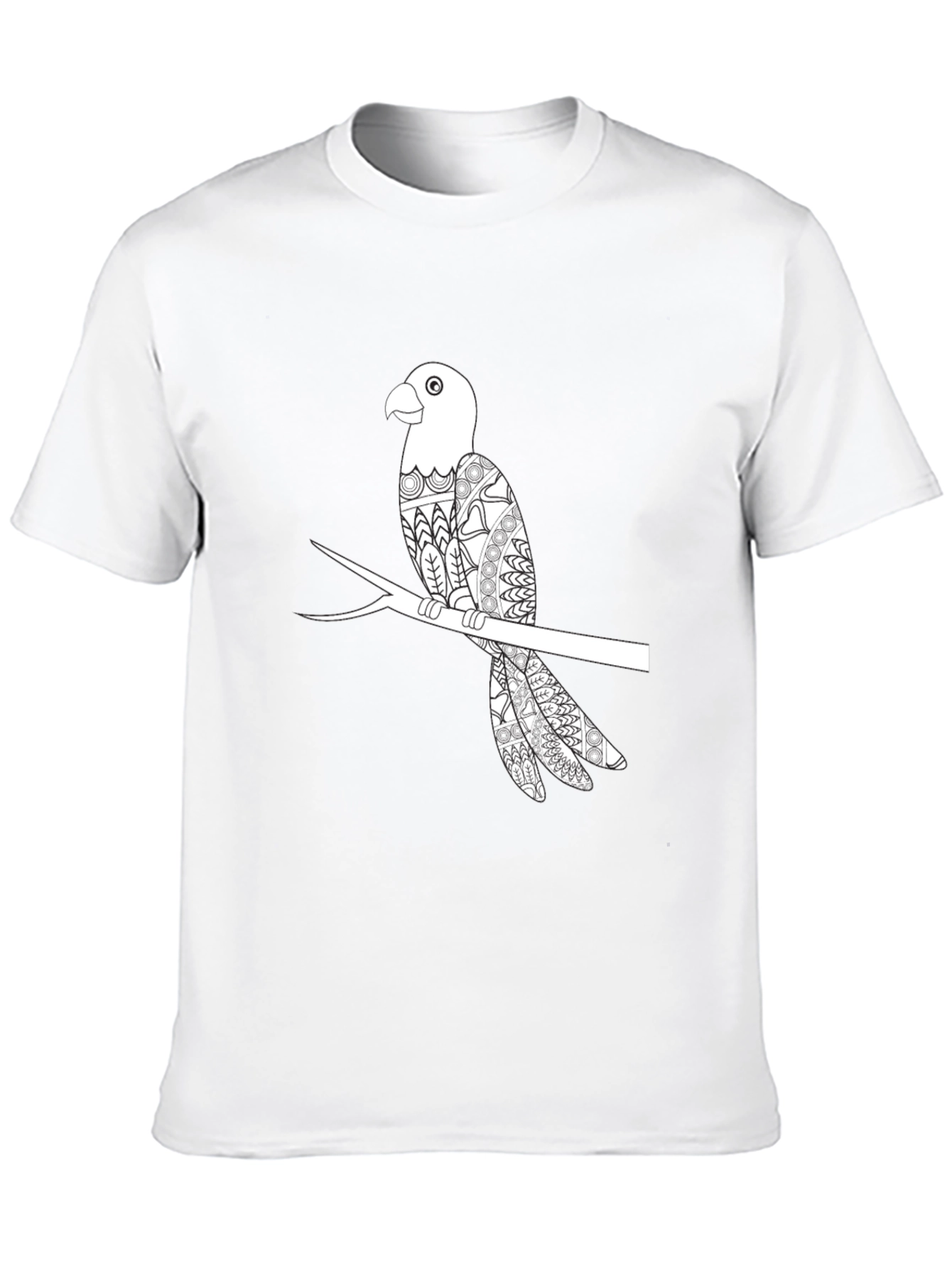 Mens Black Parrot Graphic T-Shirt