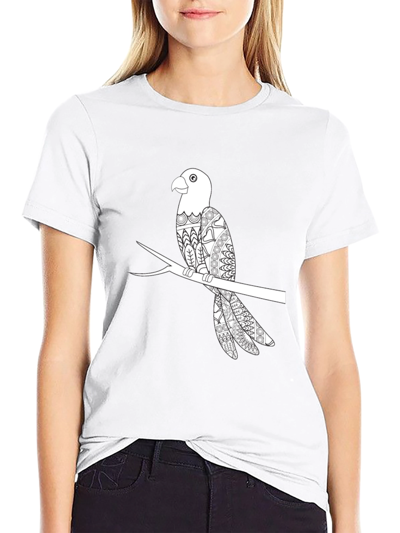 Mens Black Parrot Graphic T-Shirt