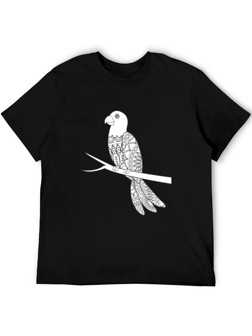 Mens Black Parrot Graphic T-Shirt