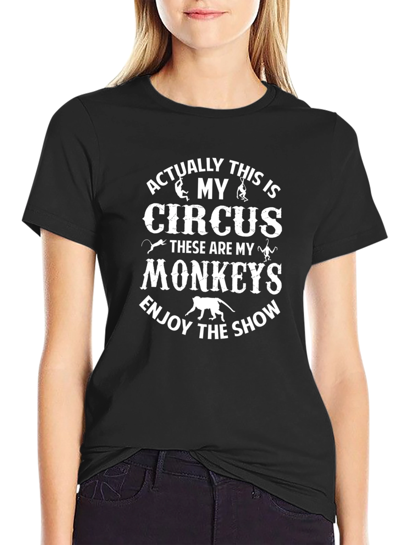 My Circus My Monkeys T-Shirt Black Cotton