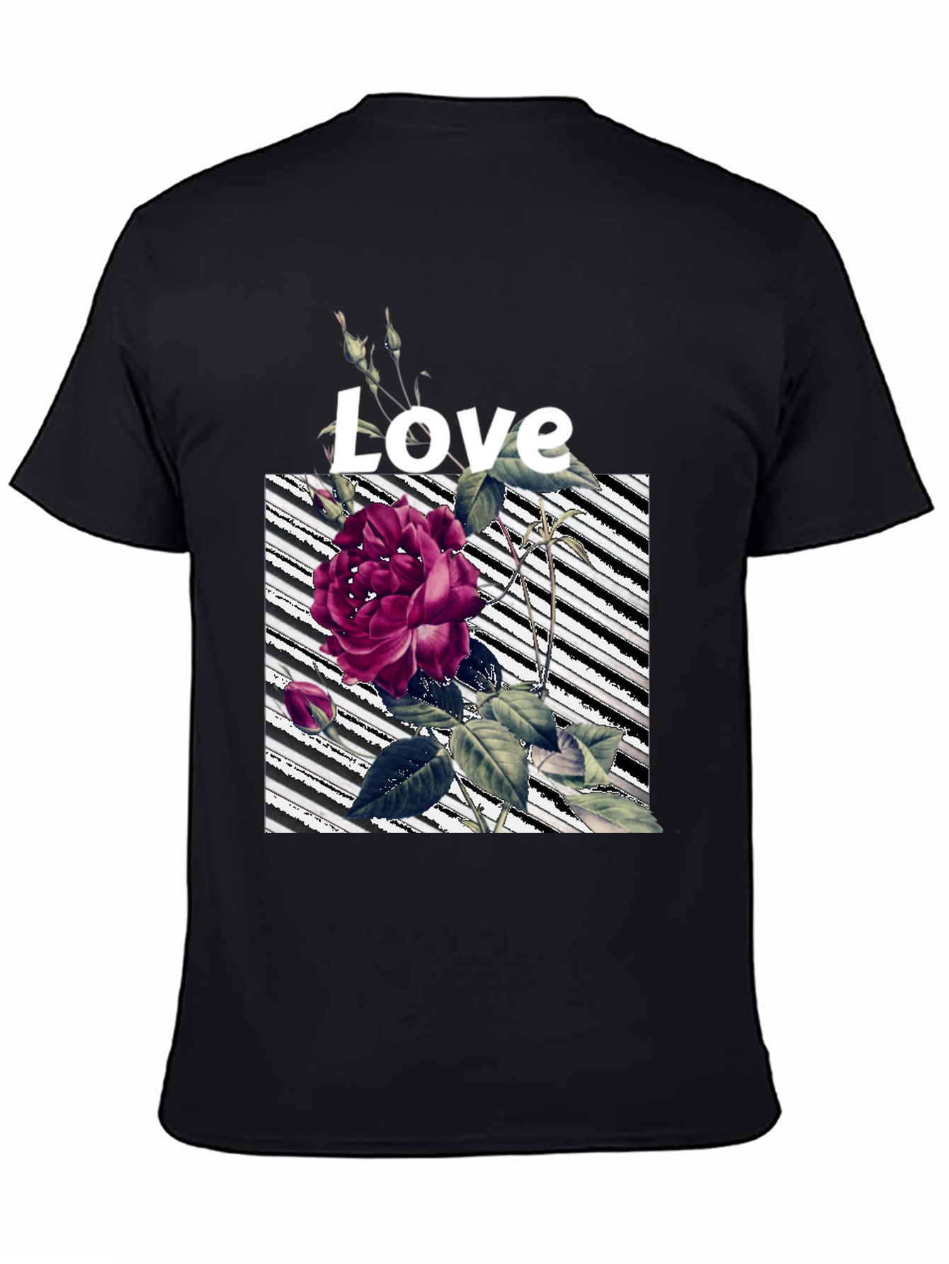 Floral Love Graphic Black T-Shirt
