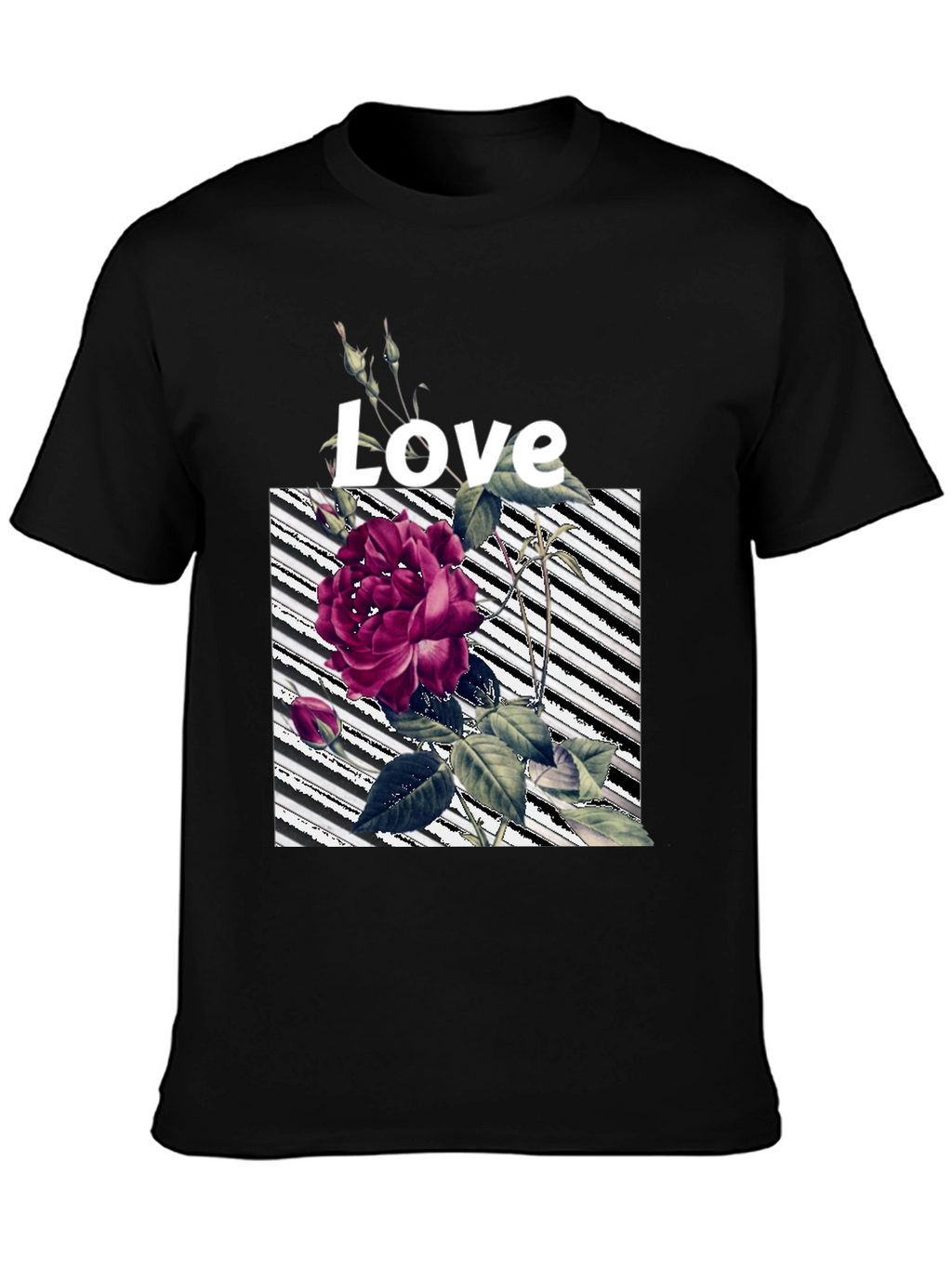 Floral Love Graphic Black T-Shirt