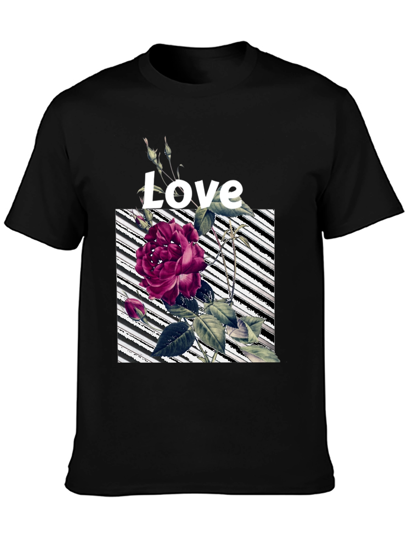 Floral Love Graphic Black T-Shirt