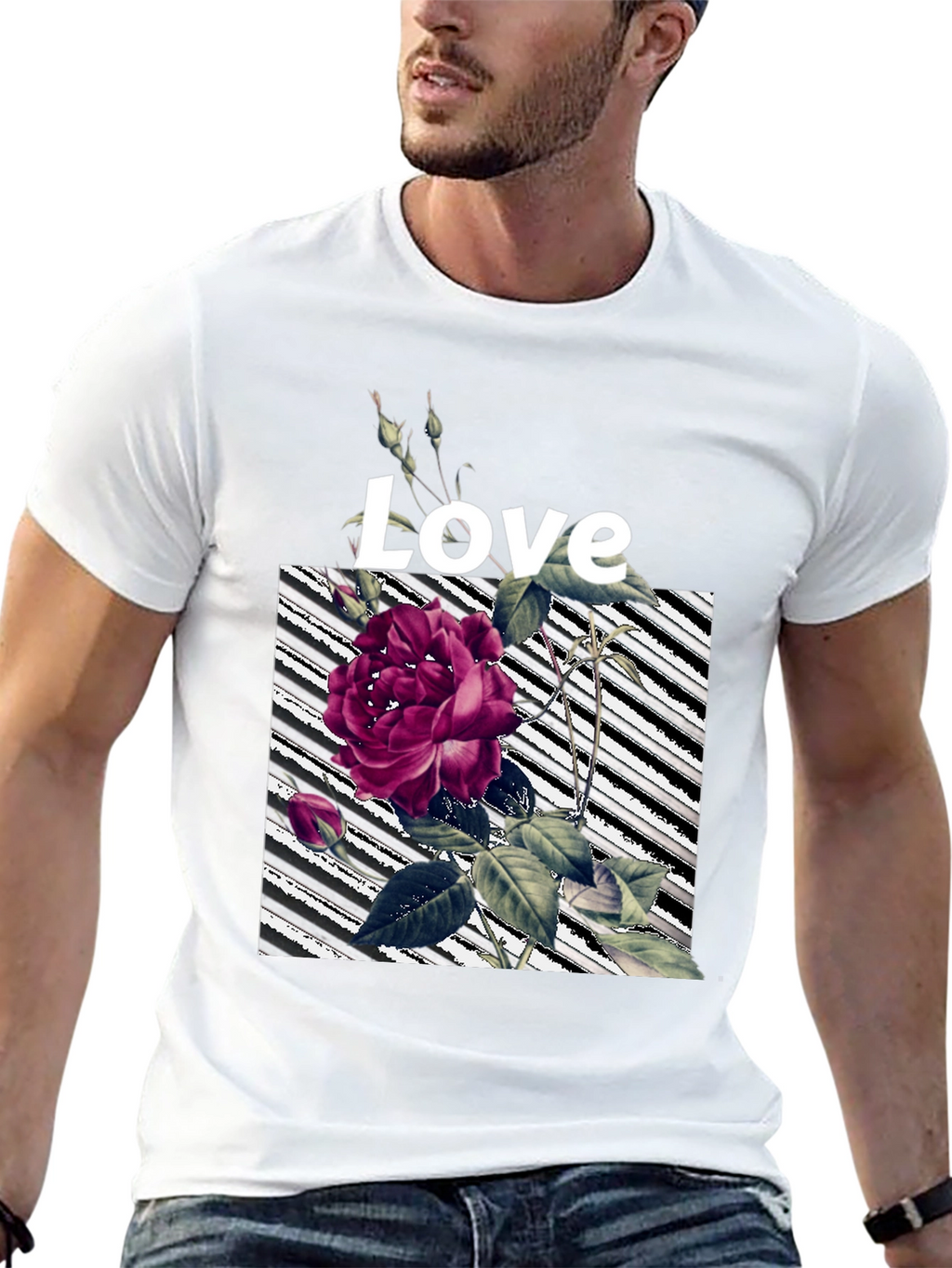Floral Love Graphic Black T-Shirt