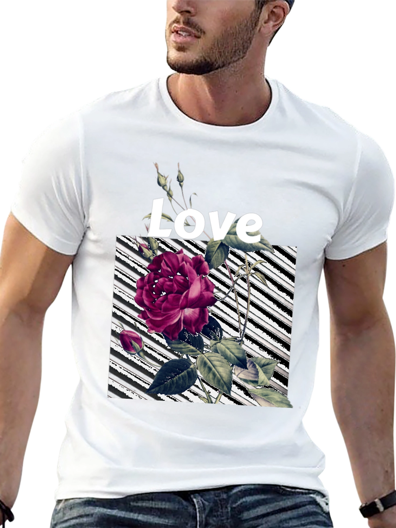 Floral Love Graphic Black T-Shirt