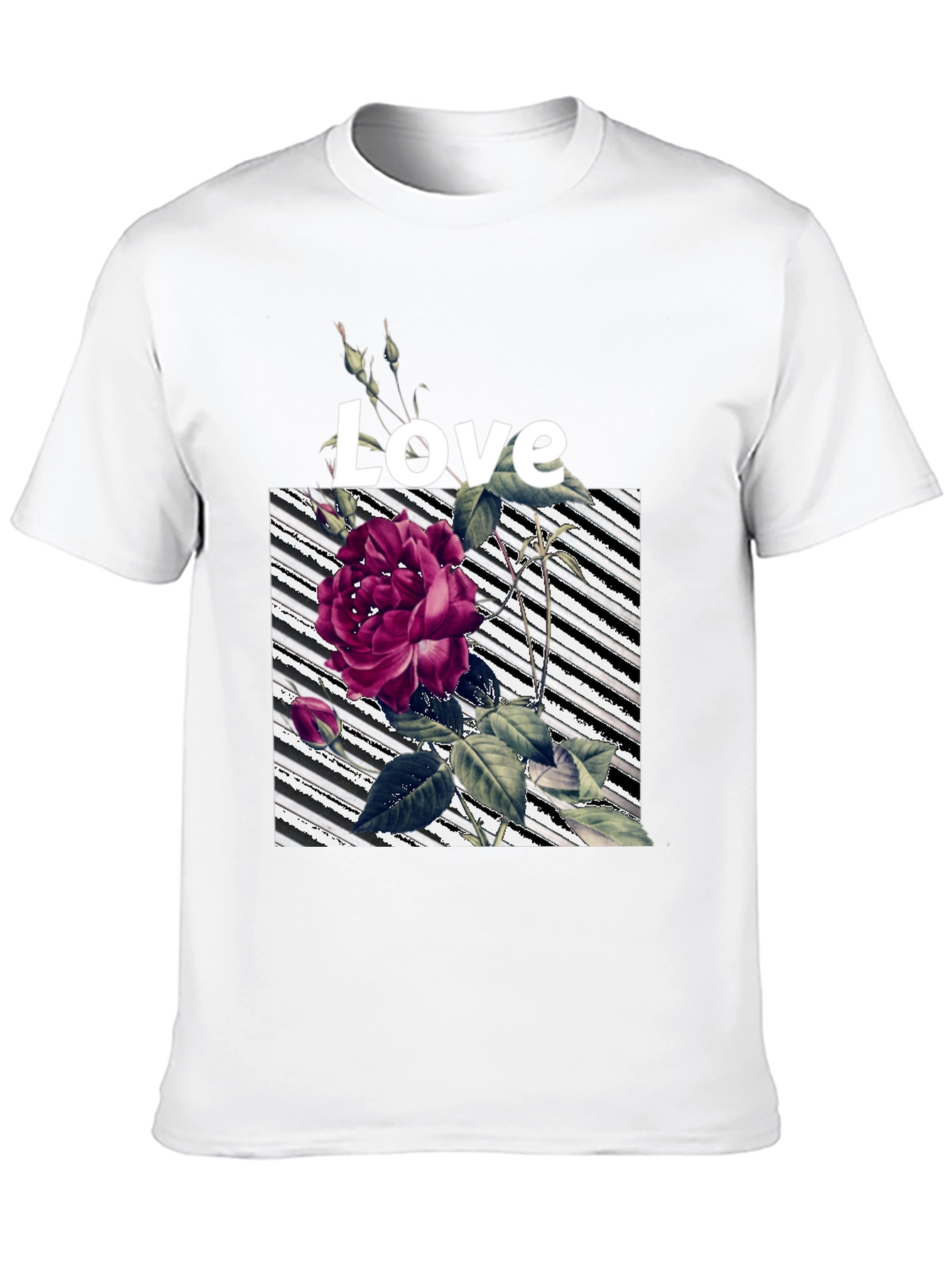 Floral Love Graphic Black T-Shirt