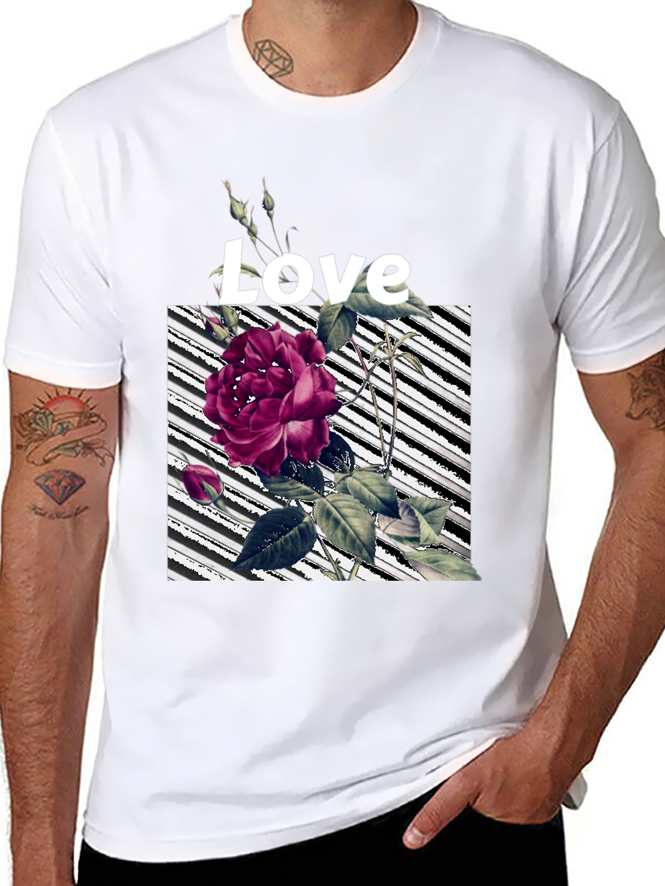 Floral Love Graphic Black T-Shirt
