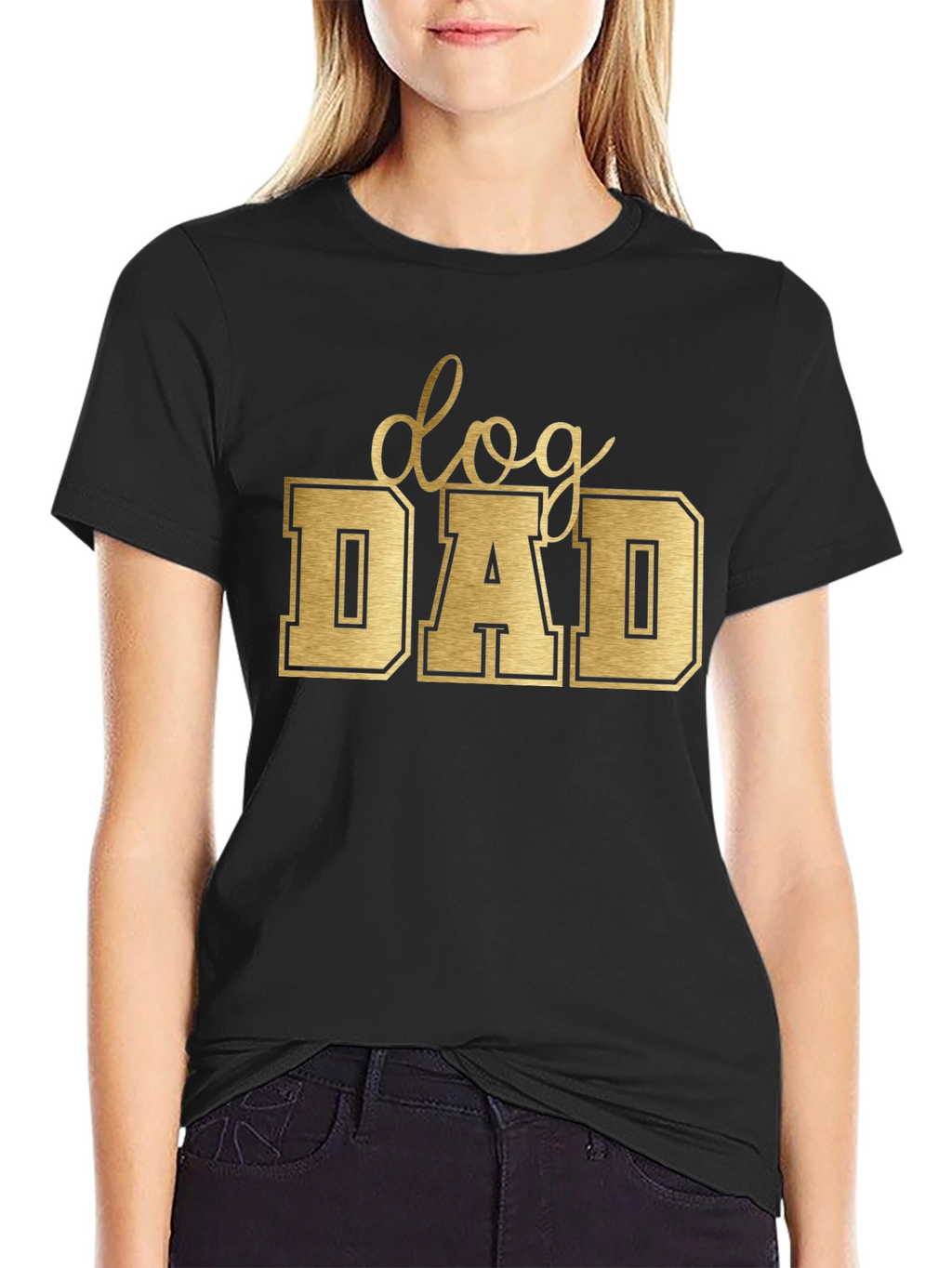 Dog Dad Tee - Golden Lettering on Black