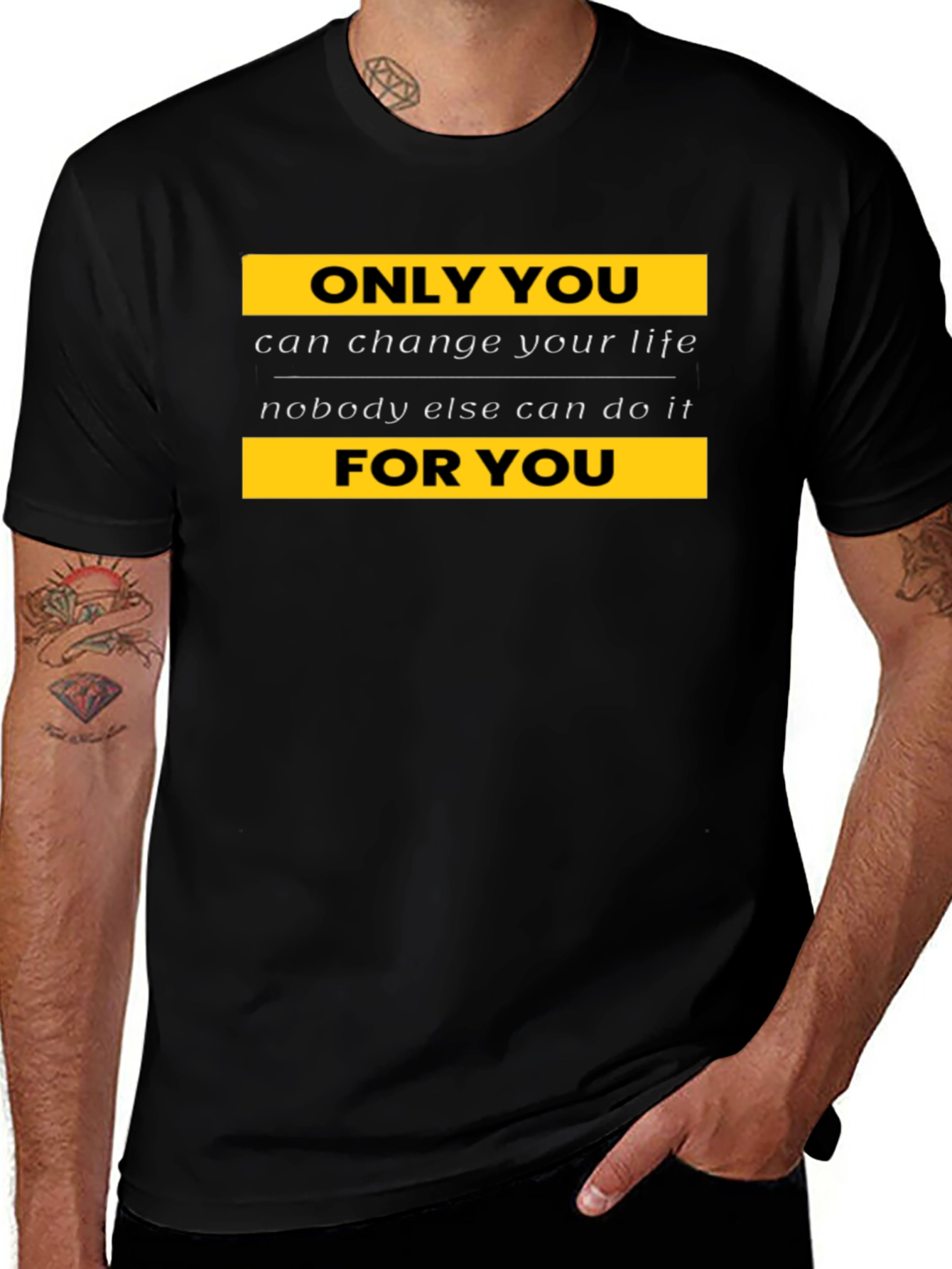 Motivational Black T-Shirt - Change Your Life
