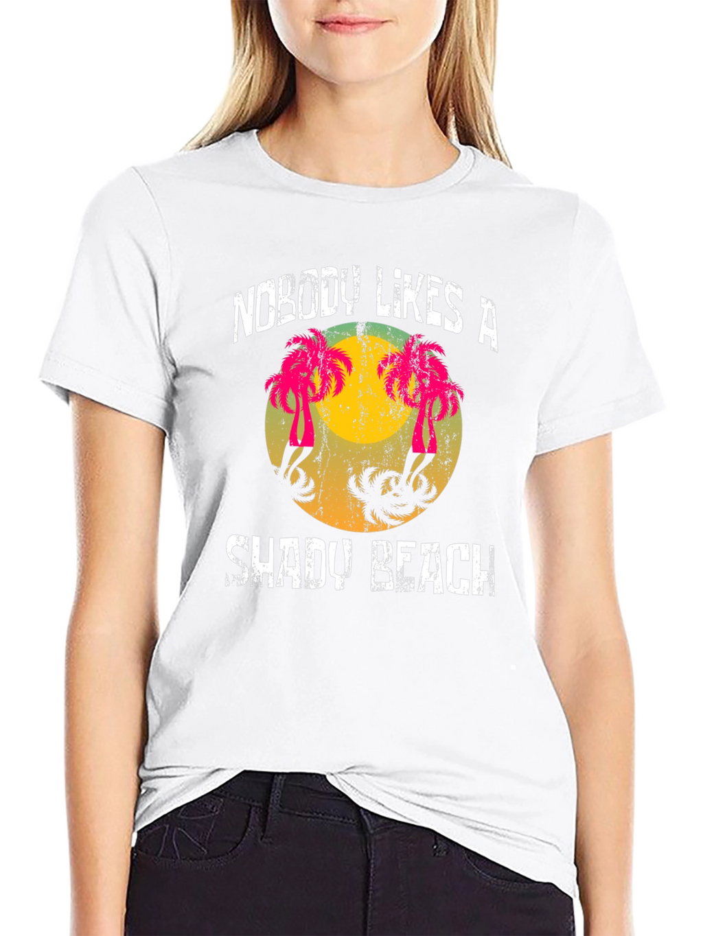 Shady Beach Graphic T-Shirt - Tropical Palm Tree Design