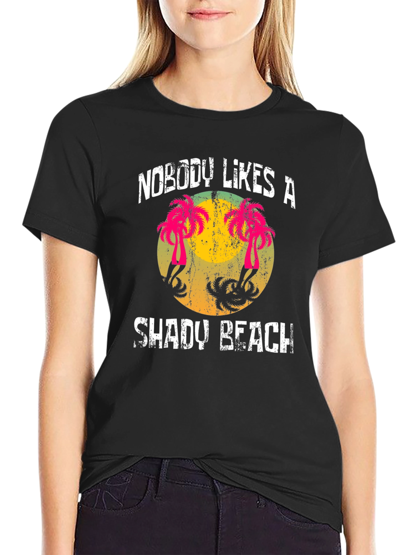 Shady Beach Graphic T-Shirt - Tropical Palm Tree Design