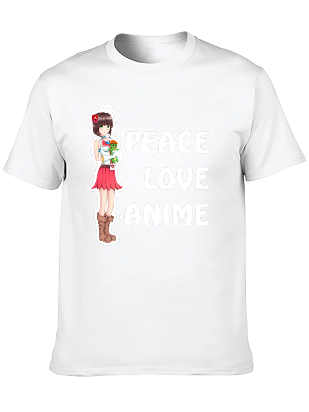 Peace Love Anime Black T-Shirt