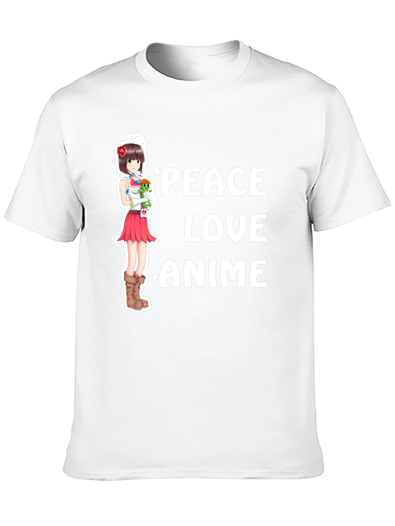 Peace Love Anime Black T-Shirt