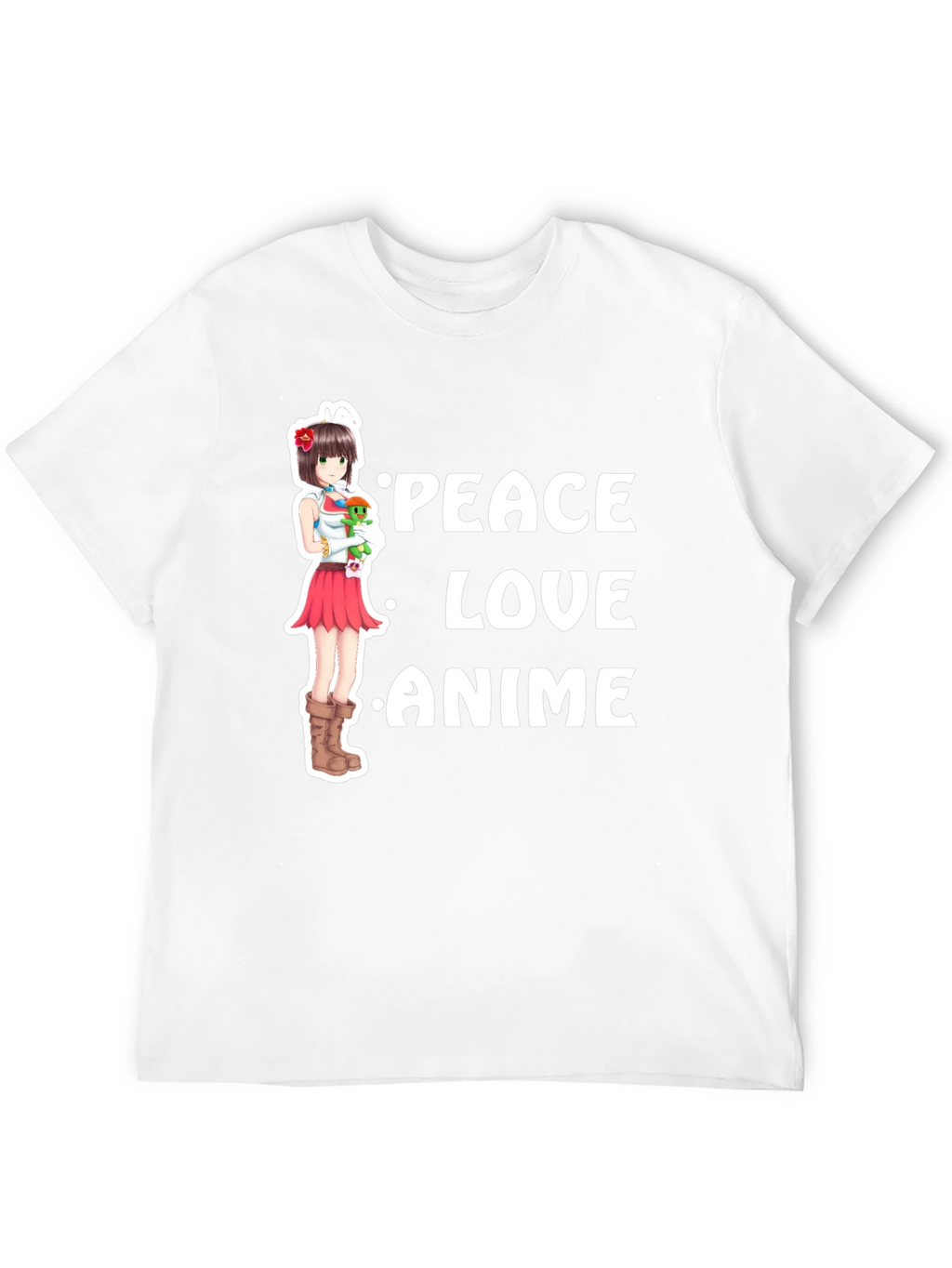 Peace Love Anime Black T-Shirt