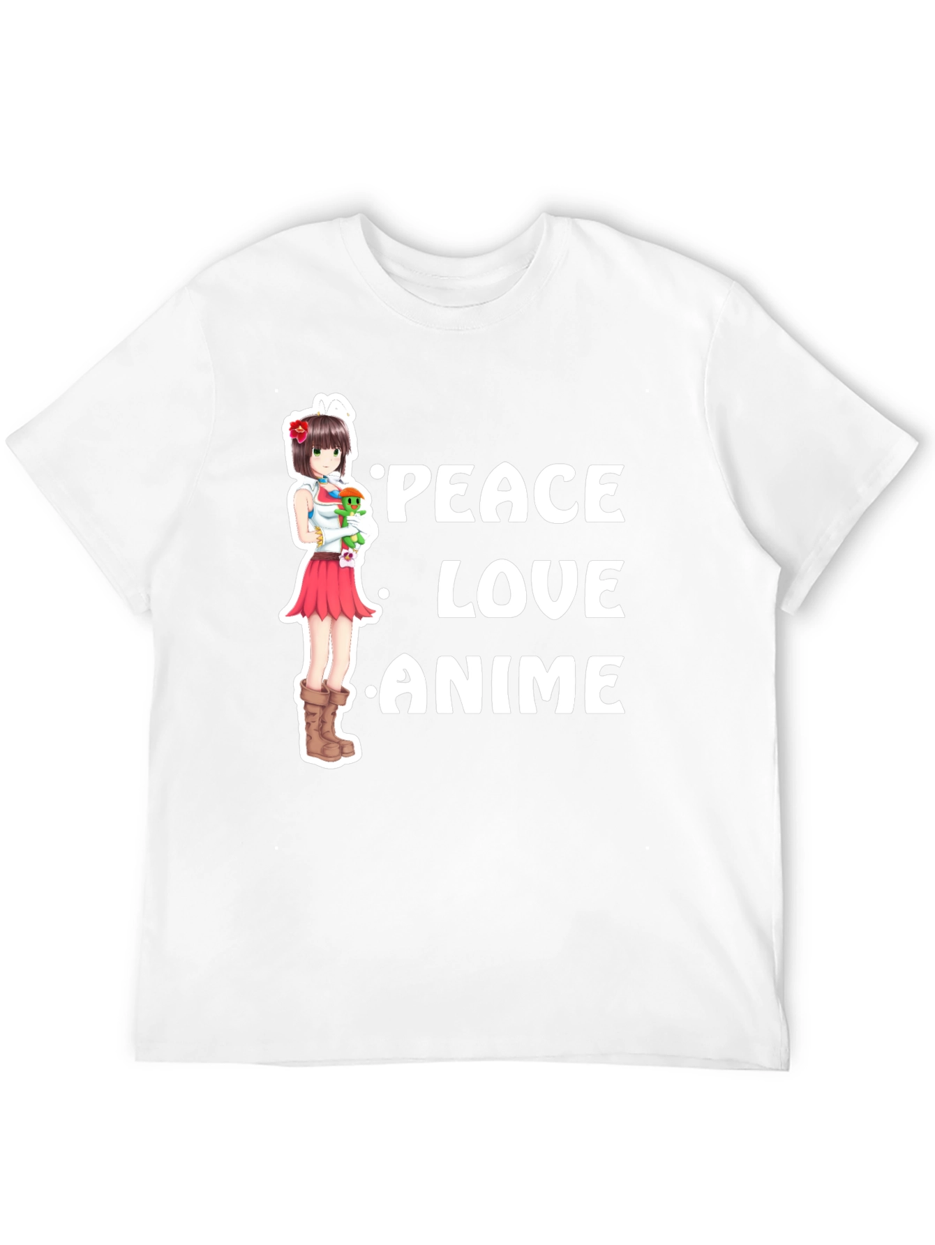 Peace Love Anime Black T-Shirt