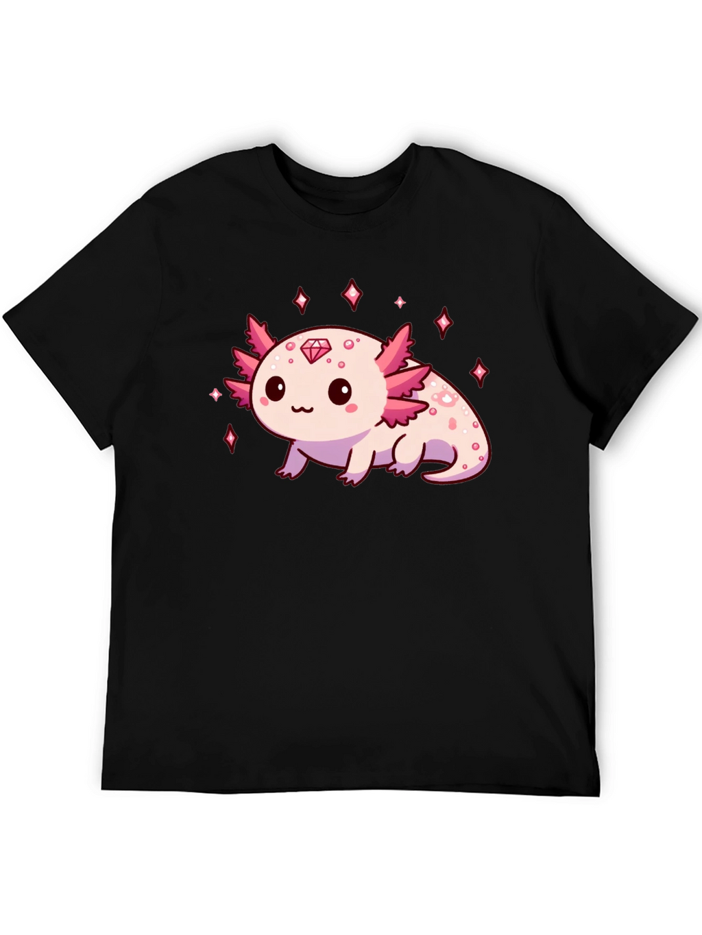 Axolotl Diamond Black T-Shirt - Cute & Stylish