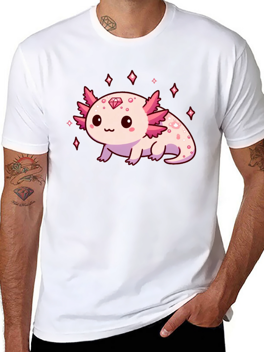 Axolotl Diamond Black T-Shirt - Cute & Stylish
