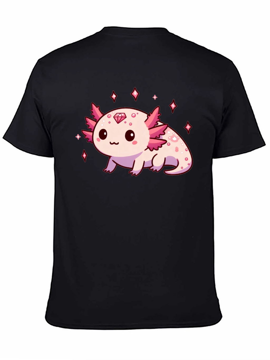 Axolotl Diamond Black T-Shirt - Cute & Stylish