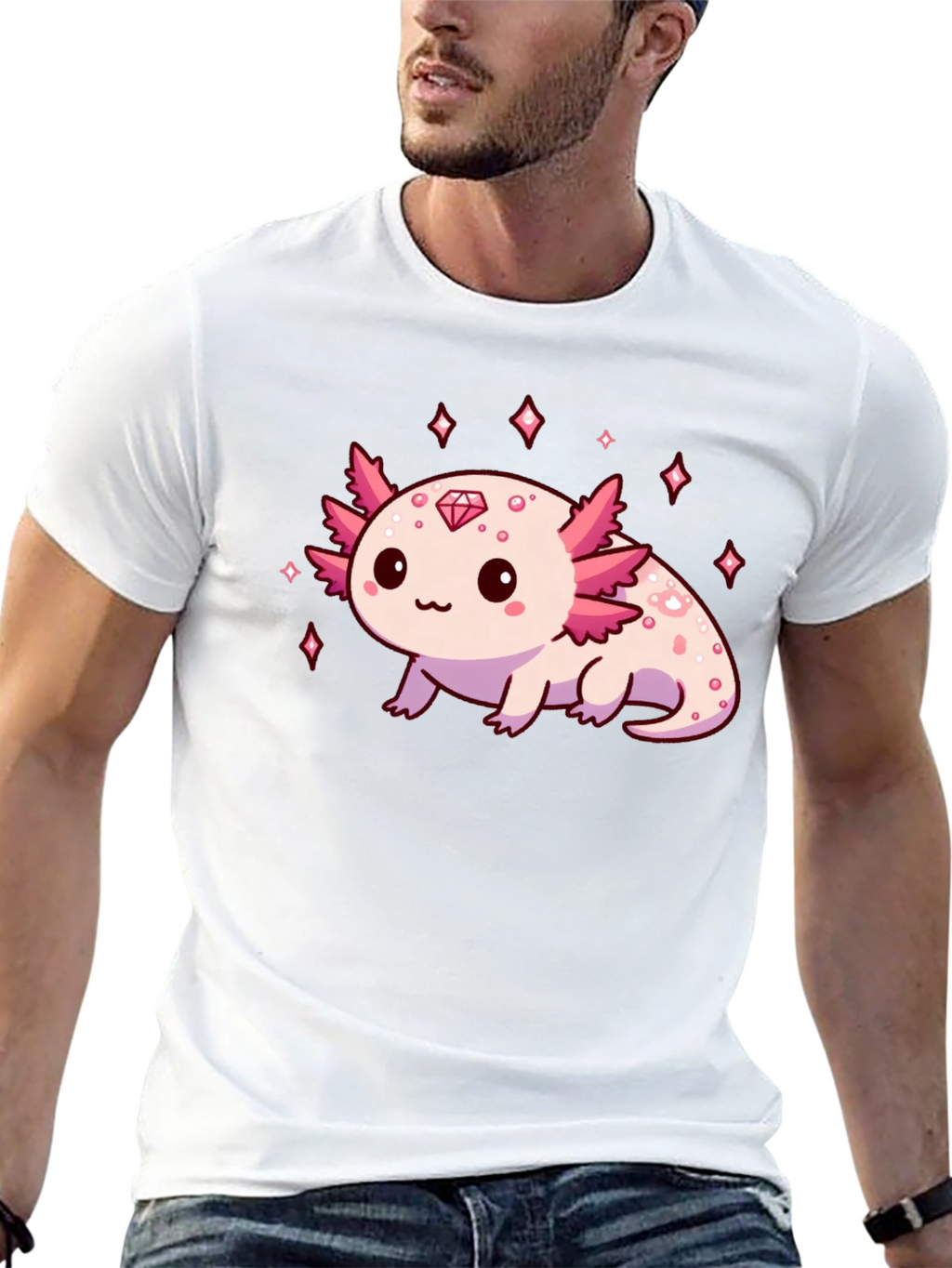 Axolotl Diamond Black T-Shirt - Cute & Stylish