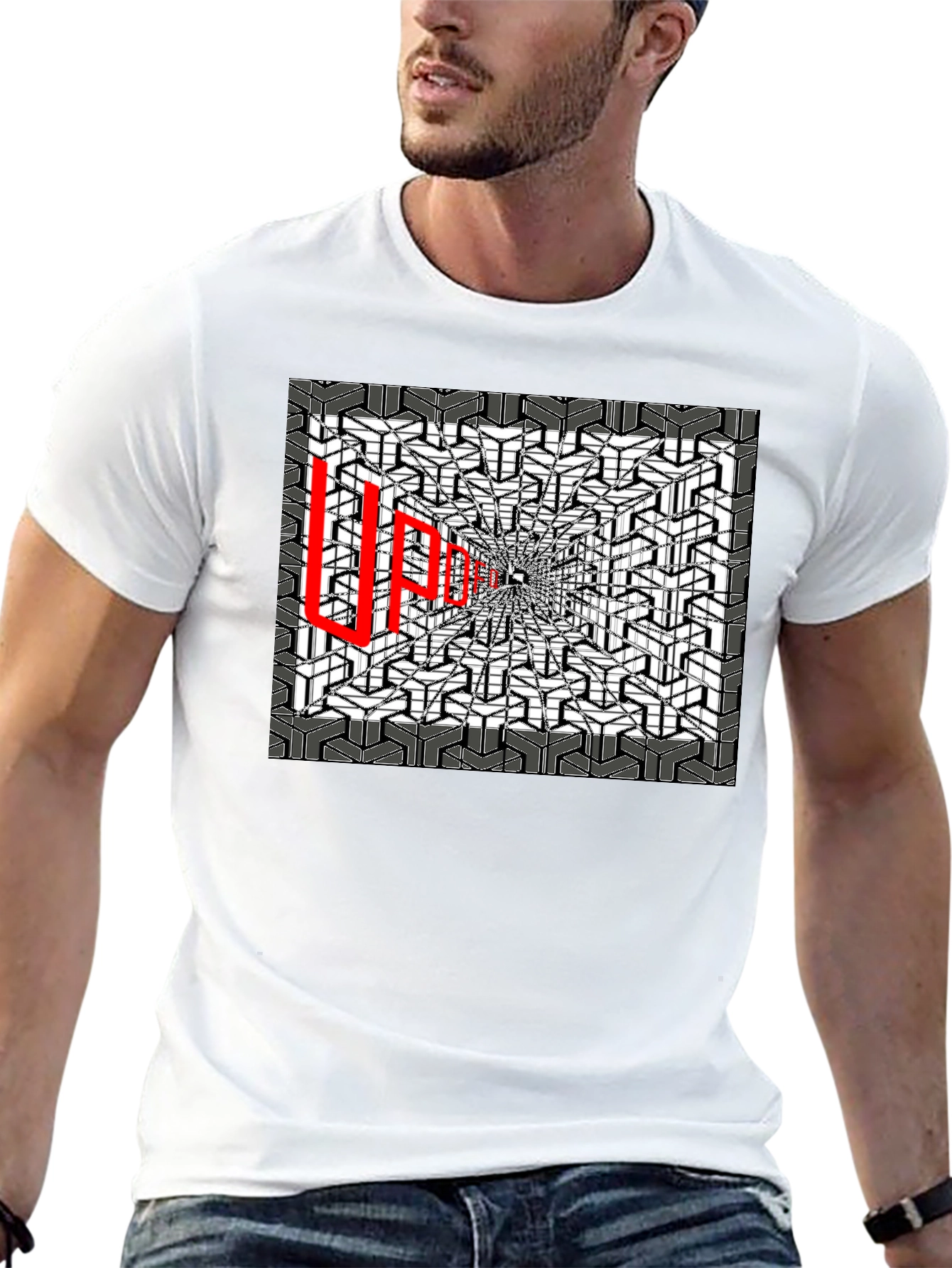 Optical Illusion Graphic Tee - Abstract Design