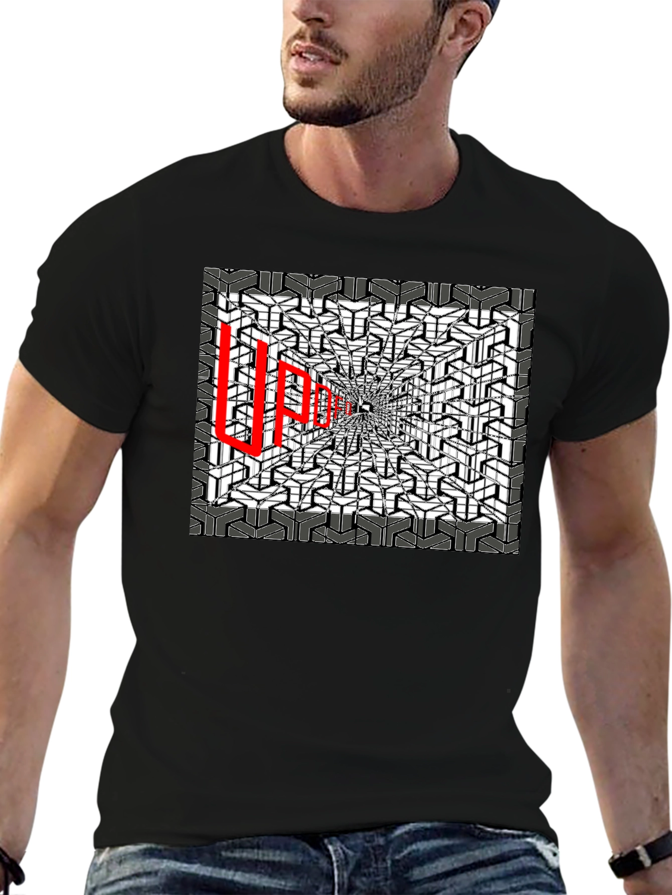 Optical Illusion Graphic Tee - Abstract Design