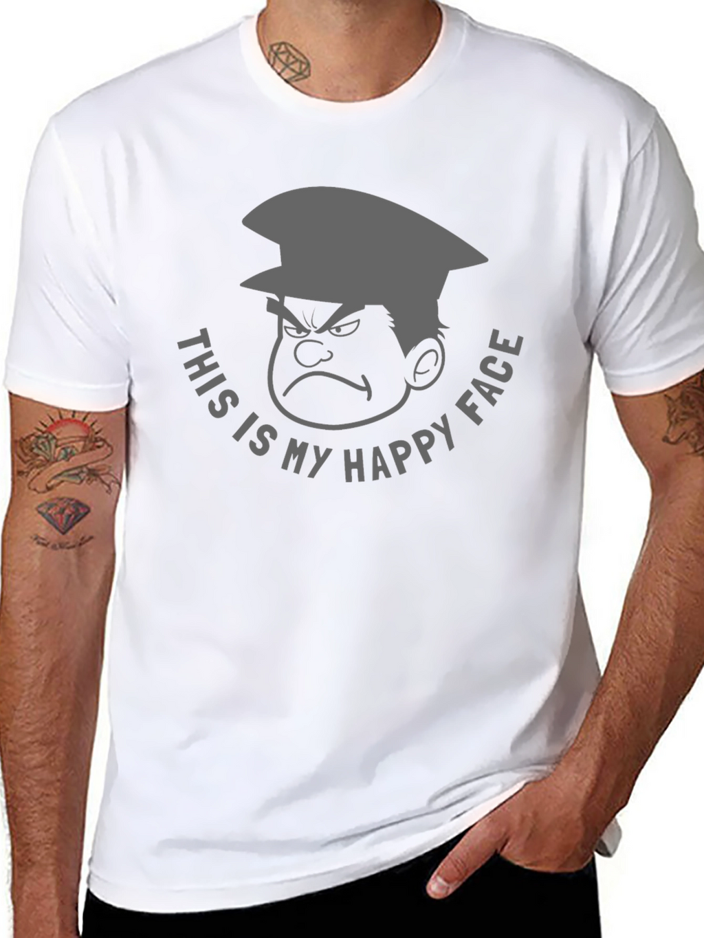 Grumpy Cartoon Character Graphic T-Shirt