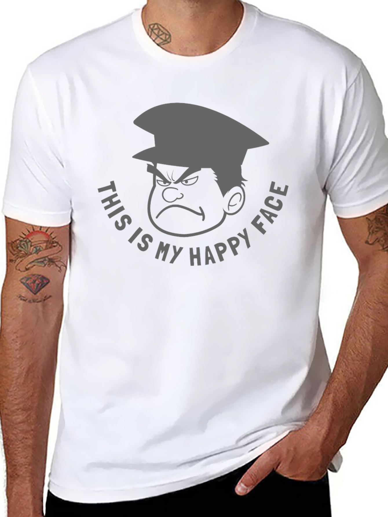 Grumpy Cartoon Character Graphic T-Shirt