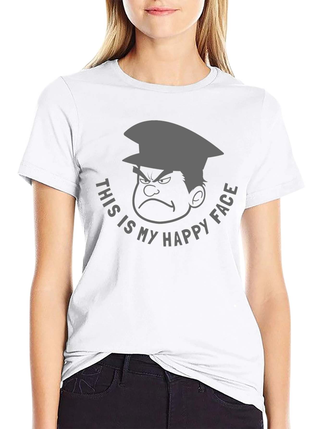 Grumpy Cartoon Character Graphic T-Shirt