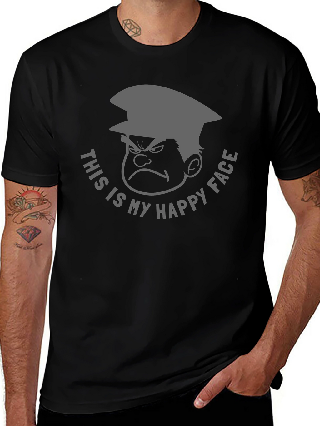 Grumpy Cartoon Character Graphic T-Shirt