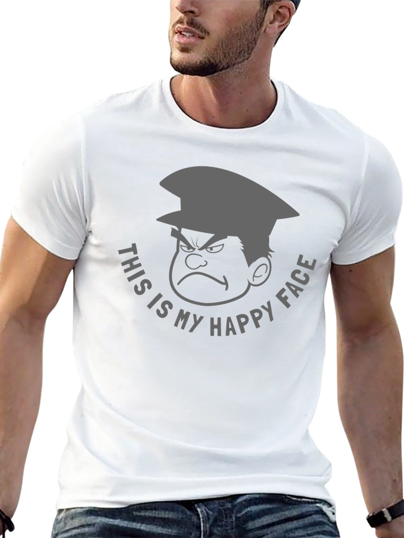 Grumpy Cartoon Character Graphic T-Shirt