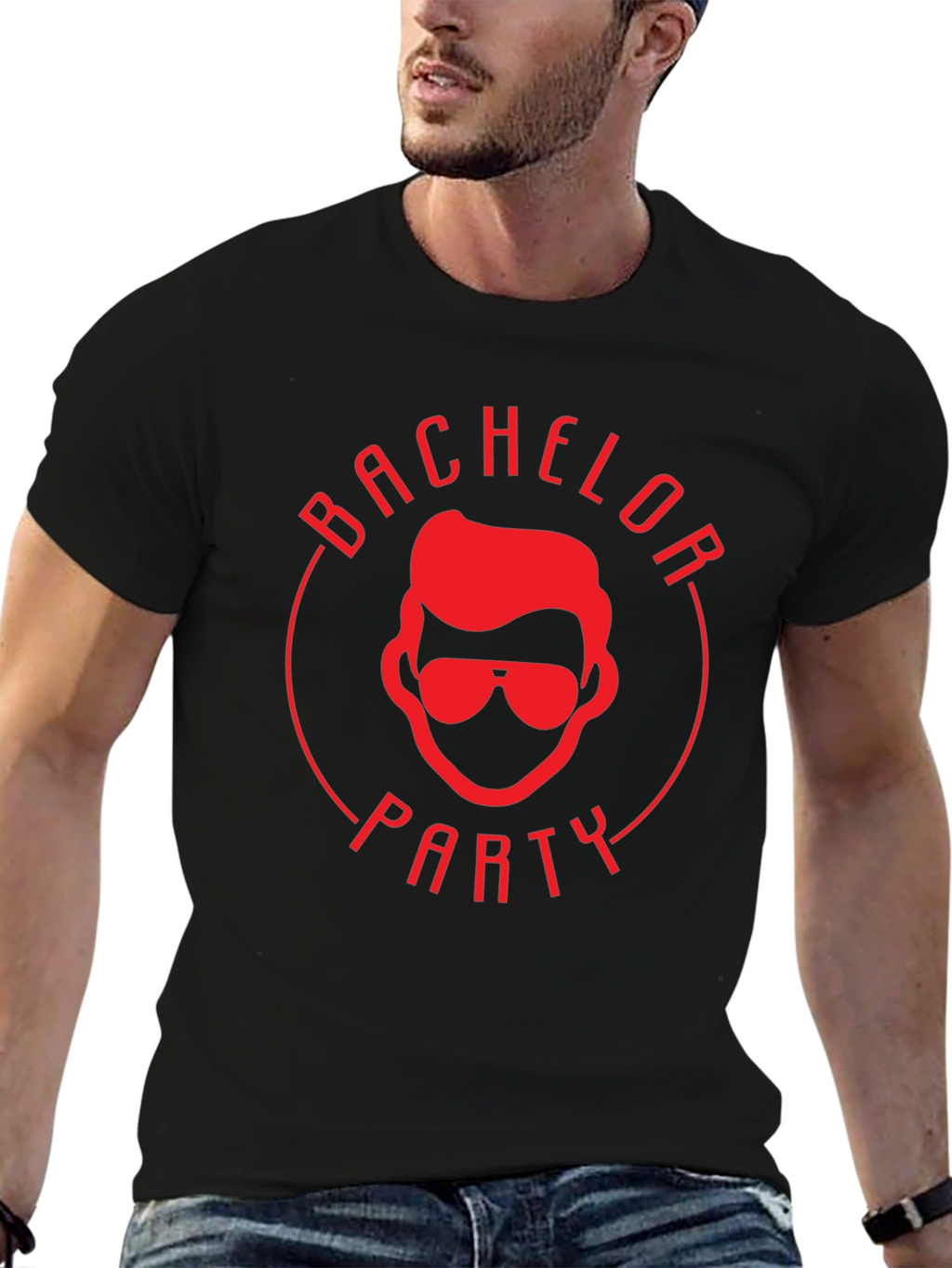 Bachelor Party Graphic Tee - Black Cotton T-Shirt