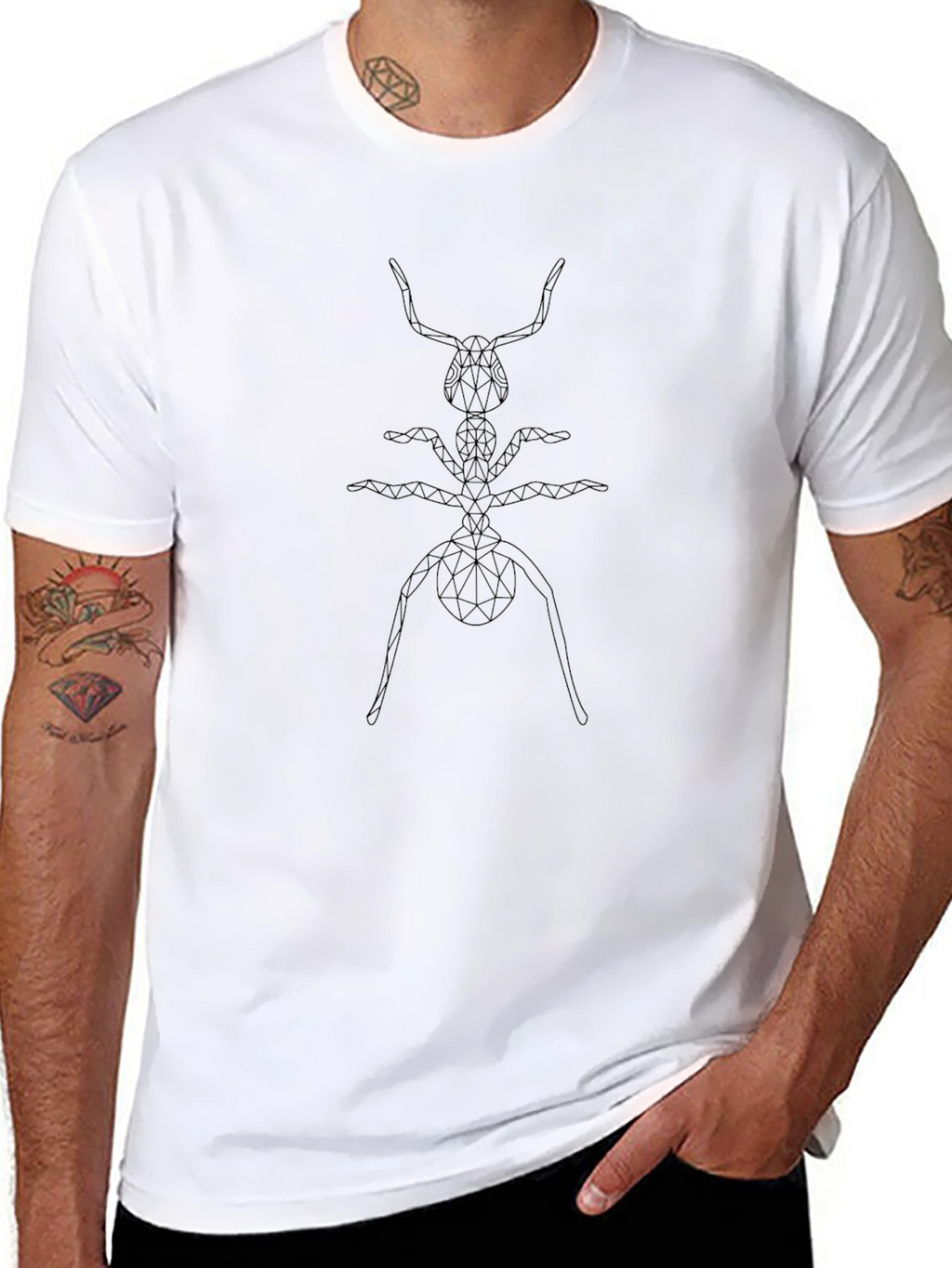 Geometric Ant Graphic Tee - Black