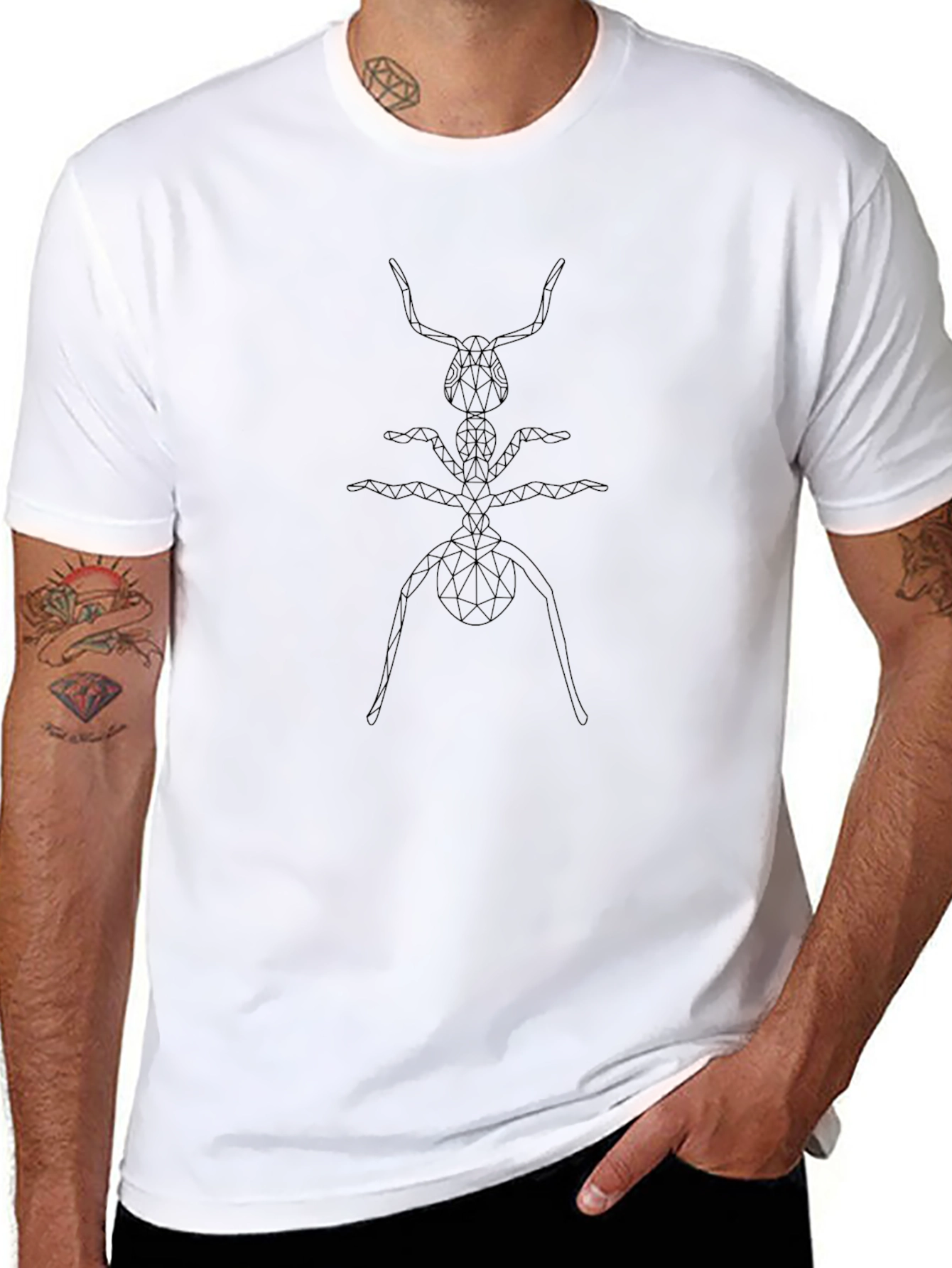 Geometric Ant Graphic Tee - Black