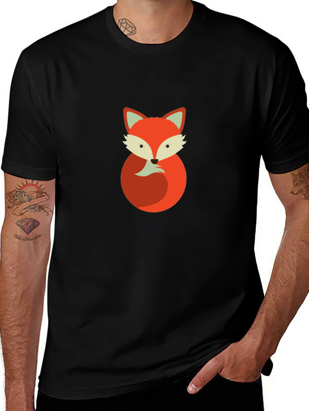Fox Graphic Tee - Mens Black Cotton T-Shirt